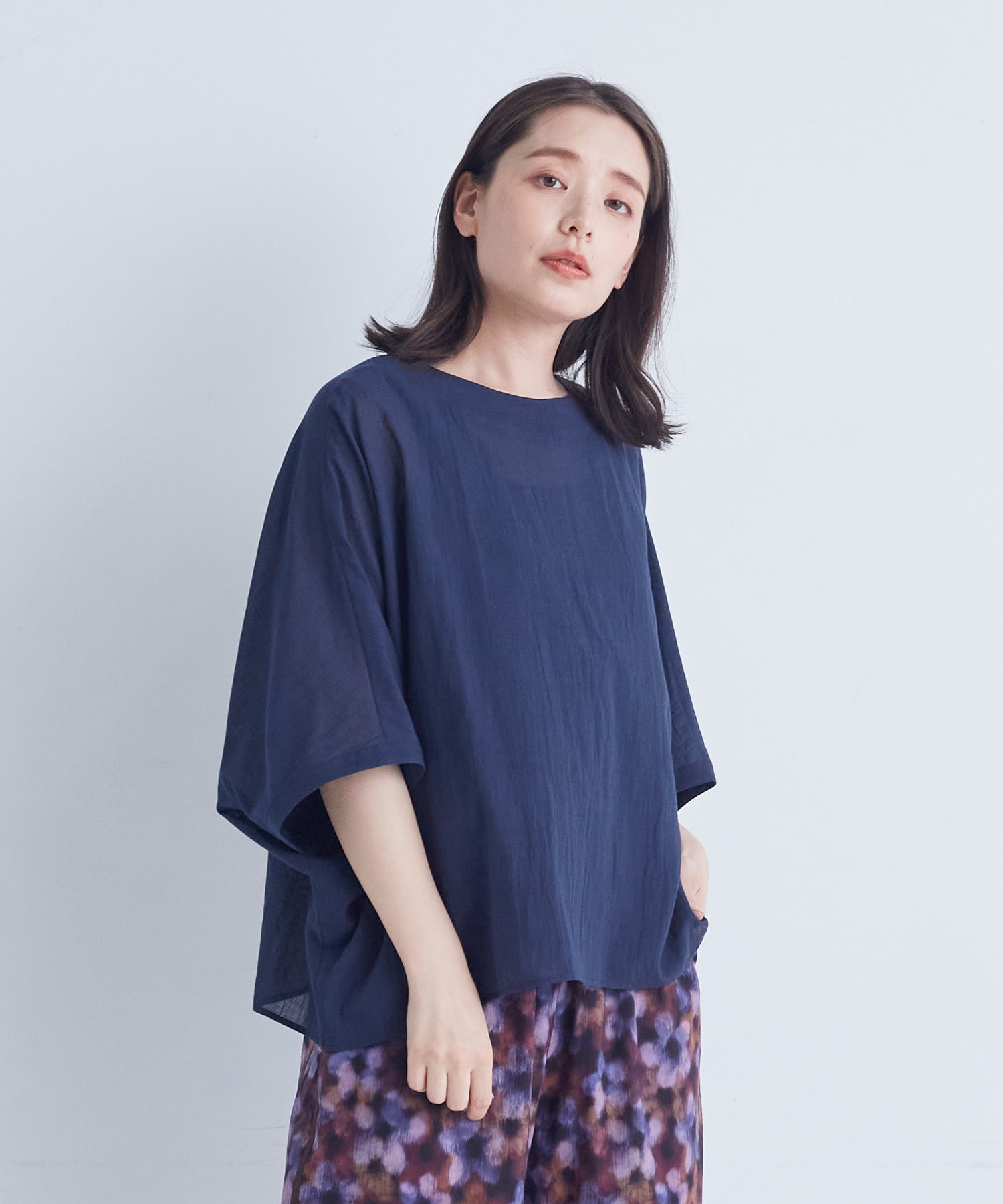 【ADIEU TRISTESSE】【2way】オフボディシルエットブラウス 詳細画像 ネイビー 18