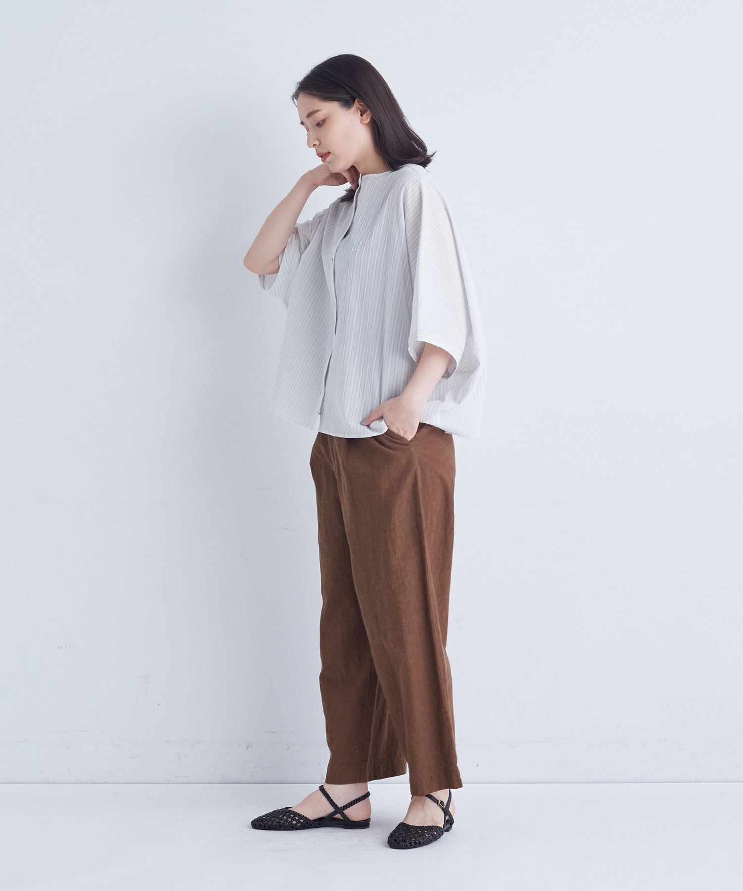 【ADIEU TRISTESSE】【2way】オフボディシルエットブラウス 詳細画像 ネイビー 2