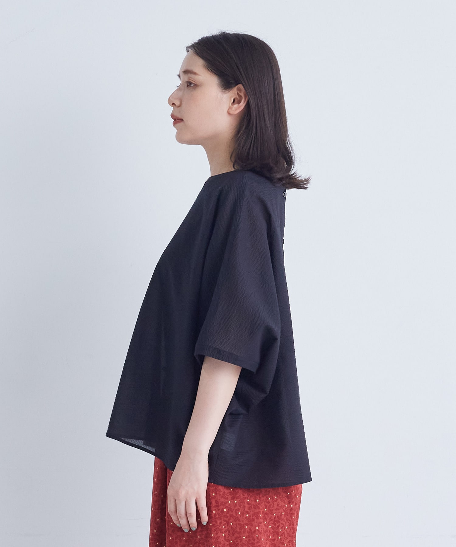 【ADIEU TRISTESSE】【2way】オフボディシルエットブラウス 詳細画像 ネイビー 30