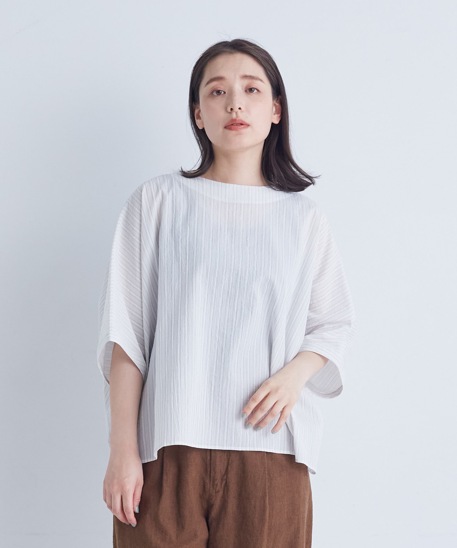 【ADIEU TRISTESSE】【2way】オフボディシルエットブラウス 詳細画像 ストライプ 1