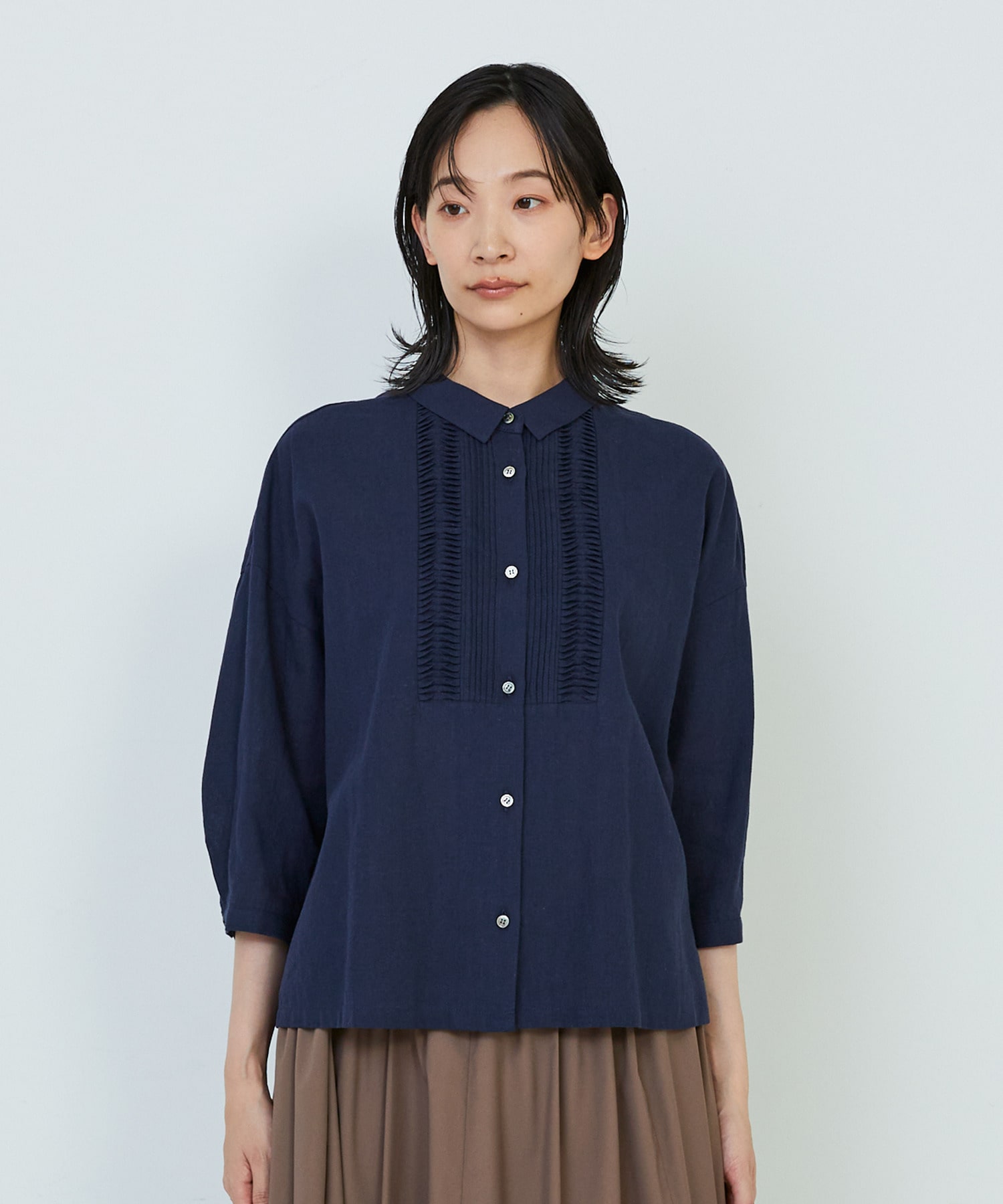 【ADIEU TRISTESSE】｜2BUY10%OFF・3BUY20%OFF｜コットンリネンスモールカラーシャツ 詳細画像 ネイビー 10