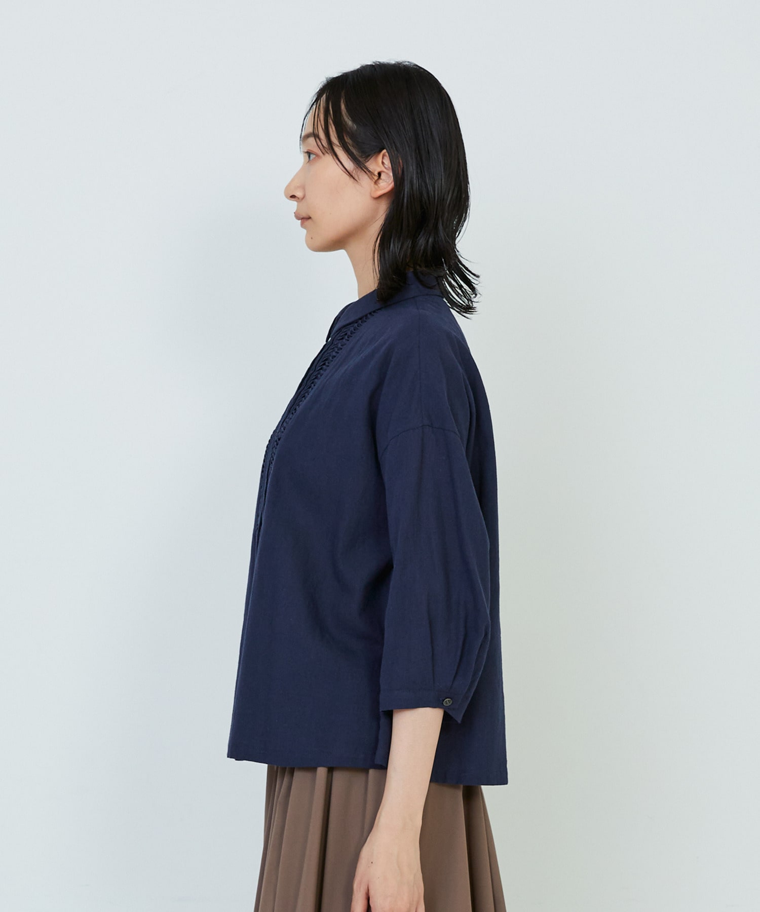 【ADIEU TRISTESSE】｜2BUY10%OFF・3BUY20%OFF｜コットンリネンスモールカラーシャツ 詳細画像 ネイビー 11