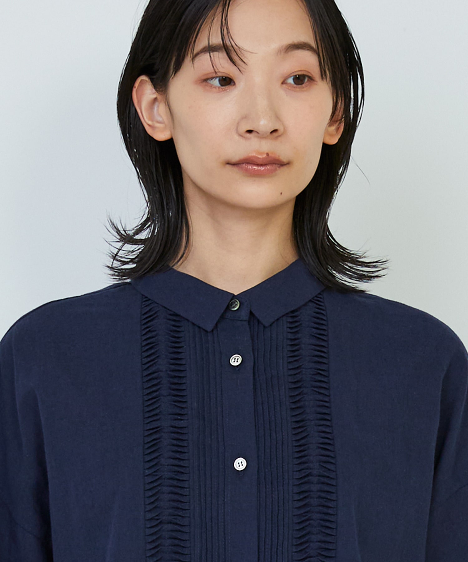 【ADIEU TRISTESSE】｜2BUY10%OFF・3BUY20%OFF｜コットンリネンスモールカラーシャツ 詳細画像 ネイビー 13