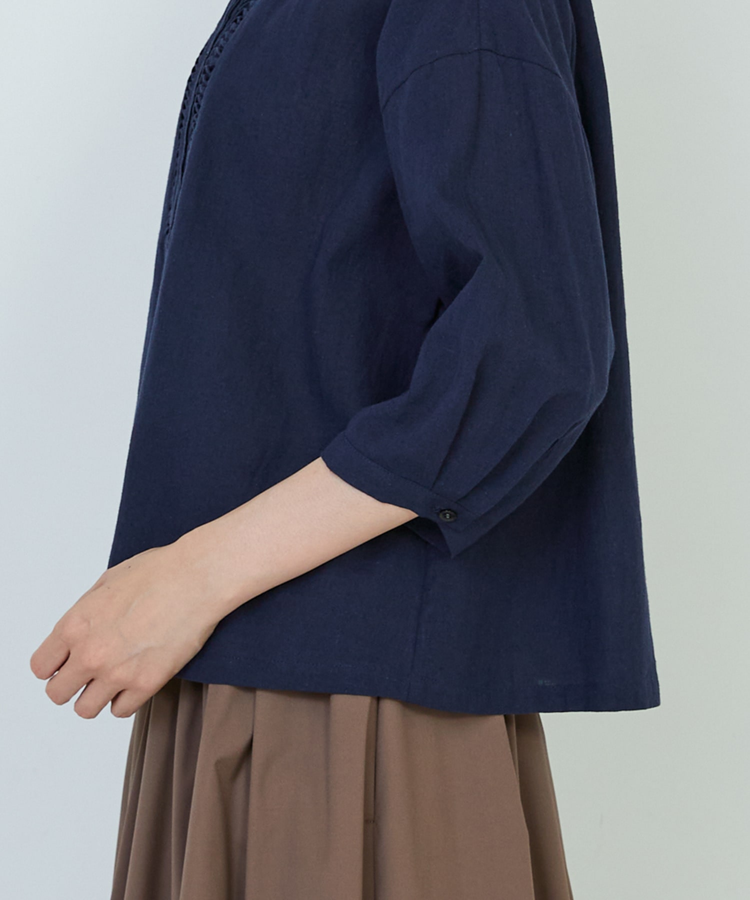 【ADIEU TRISTESSE】｜2BUY10%OFF・3BUY20%OFF｜コットンリネンスモールカラーシャツ 詳細画像 ネイビー 15