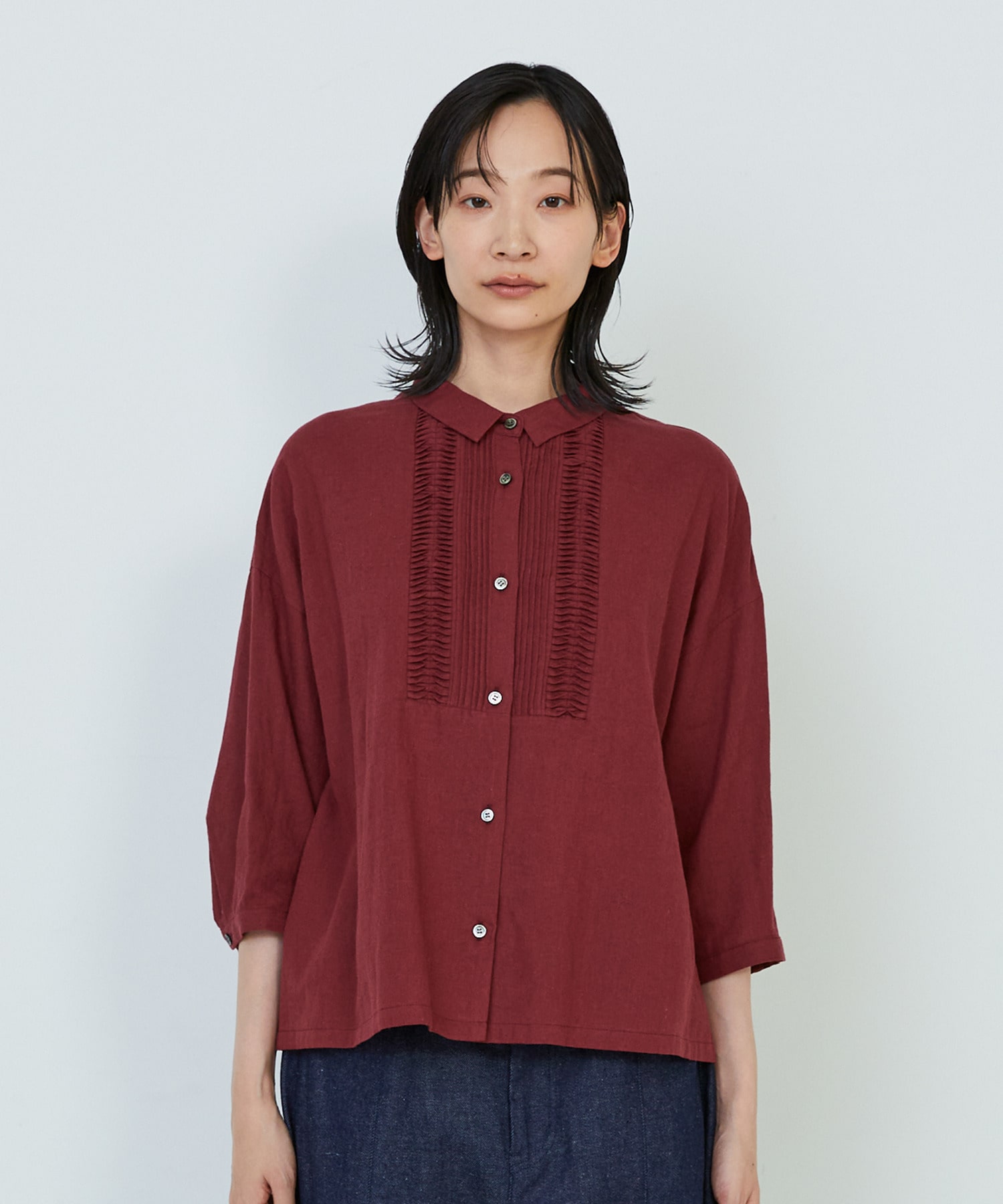 【ADIEU TRISTESSE】｜2BUY10%OFF・3BUY20%OFF｜コットンリネンスモールカラーシャツ 詳細画像 ネイビー 4