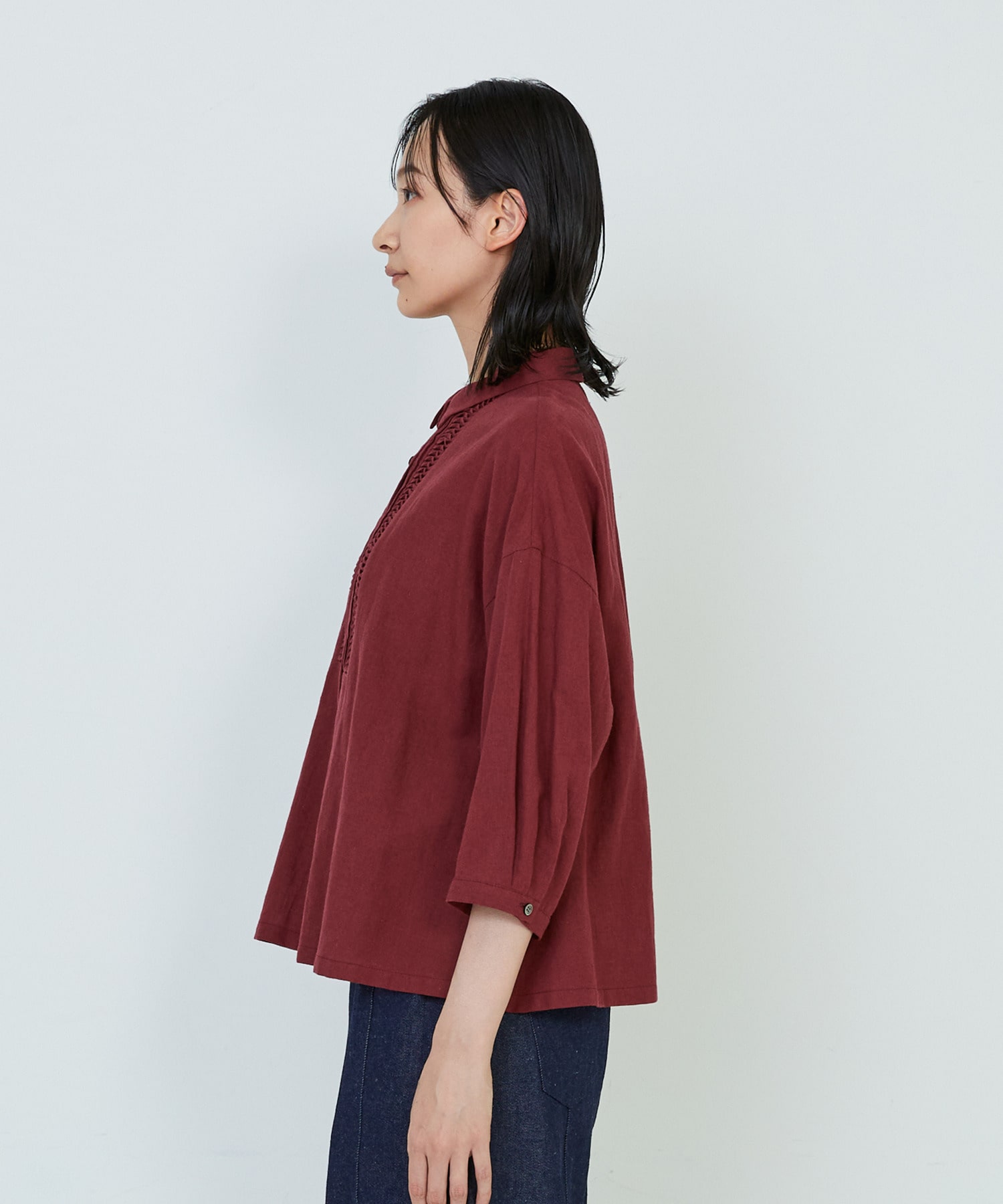 【ADIEU TRISTESSE】｜2BUY10%OFF・3BUY20%OFF｜コットンリネンスモールカラーシャツ 詳細画像 ネイビー 5