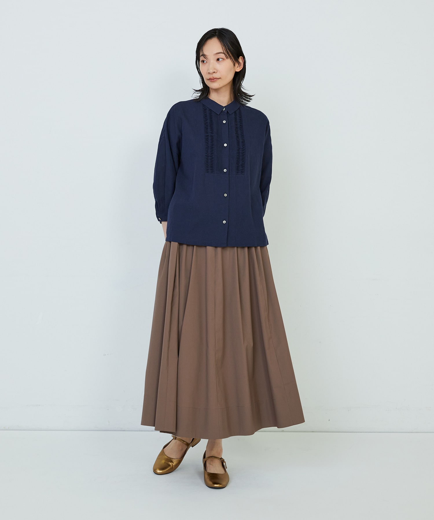 【ADIEU TRISTESSE】｜2BUY10%OFF・3BUY20%OFF｜コットンリネンスモールカラーシャツ 詳細画像 ネイビー 7