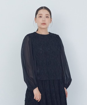 【ADIEU TRISTESSE】｜2BUY10%OFF・3BUY20%OFF｜カットジャカードブラウス 詳細画像 ブラック 1
