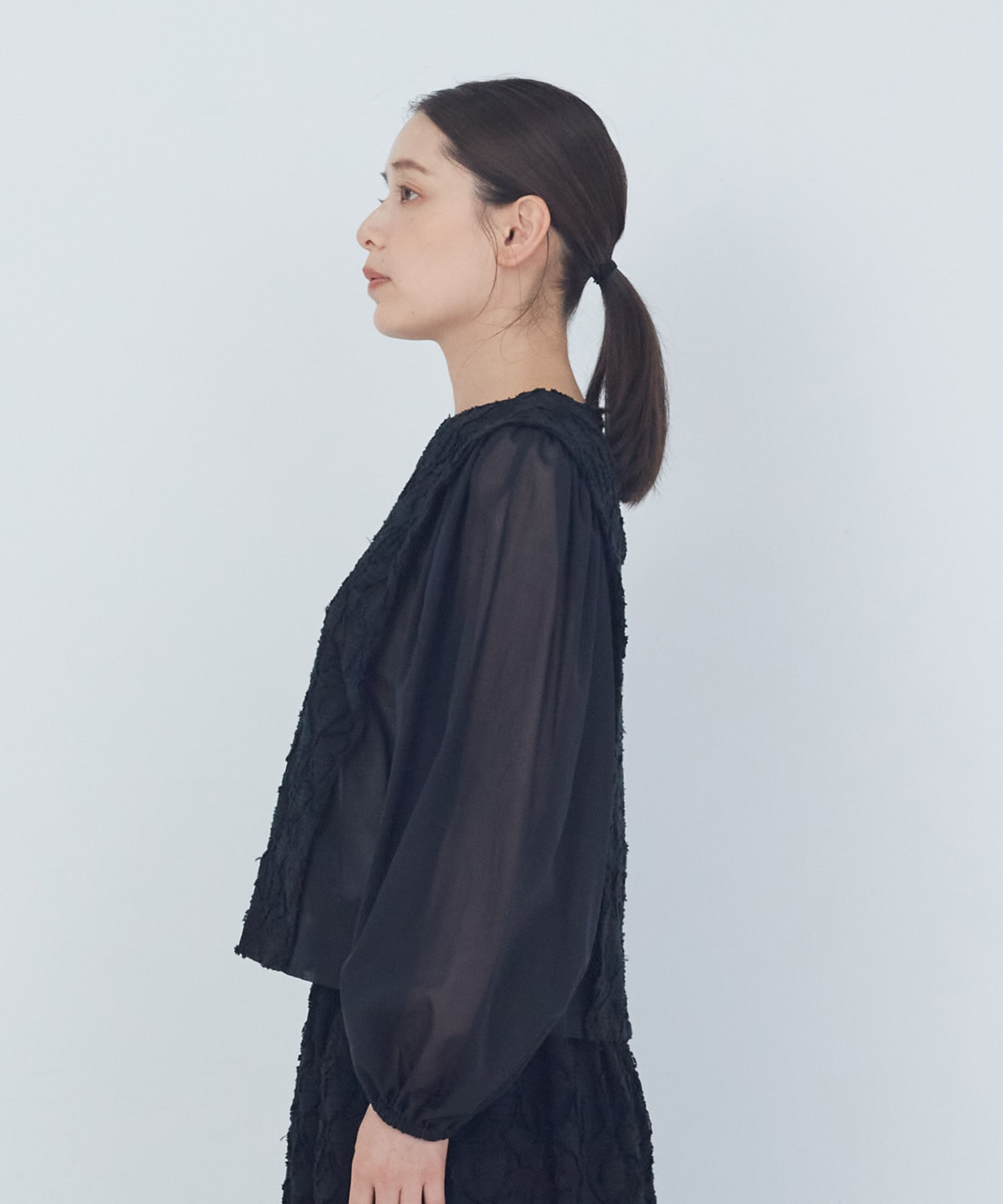 【ADIEU TRISTESSE】｜2BUY10%OFF・3BUY20%OFF｜カットジャカードブラウス 詳細画像 ブラック 11