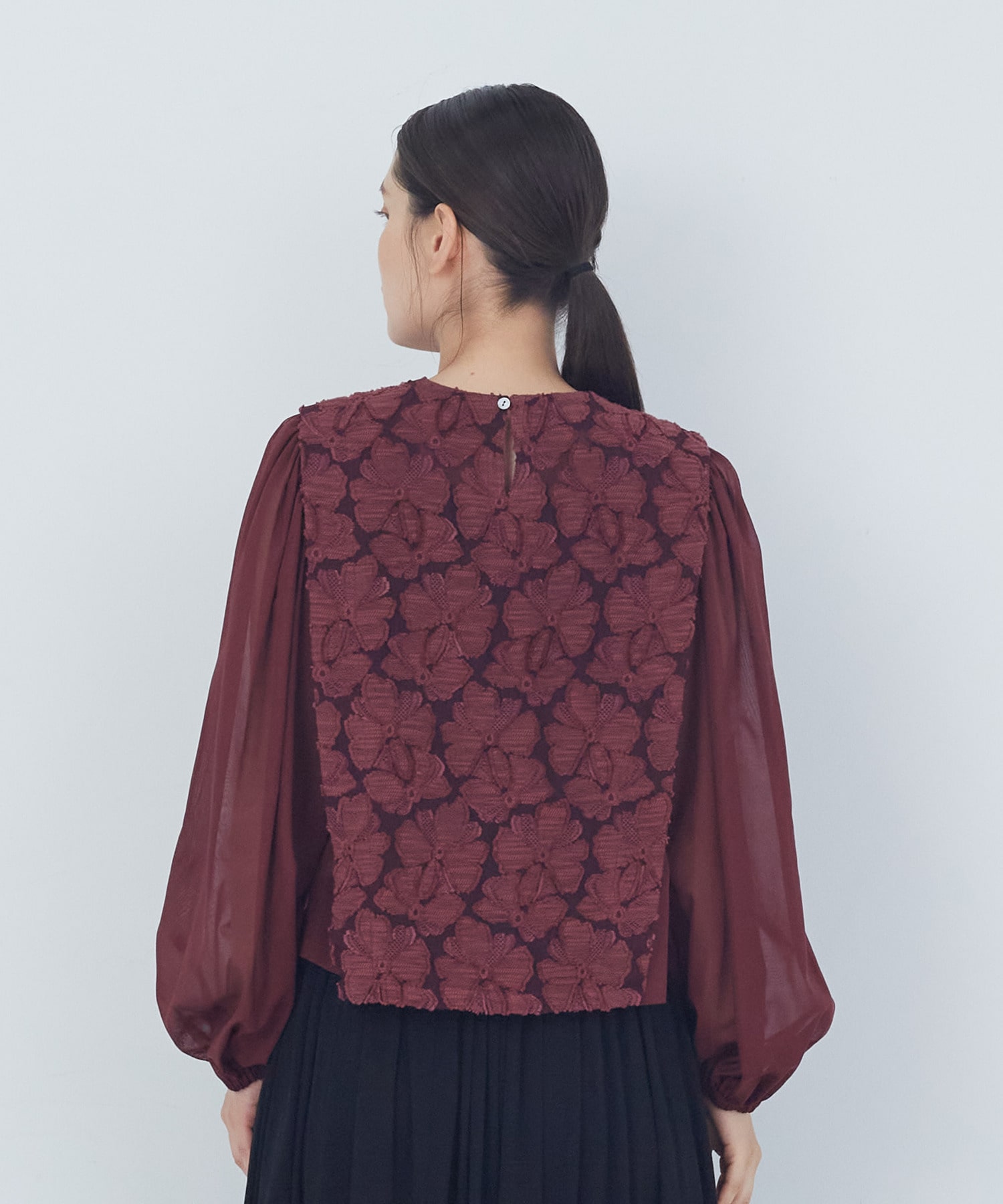 【ADIEU TRISTESSE】｜2BUY10%OFF・3BUY20%OFF｜カットジャカードブラウス 詳細画像 ブラック 6