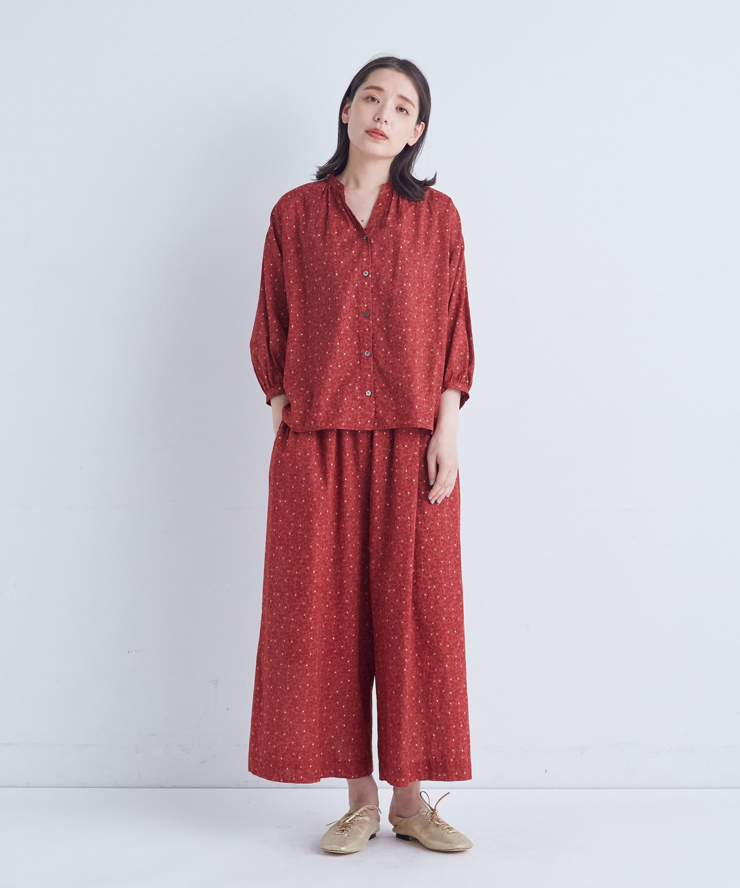 【ADIEU TRISTESSE】｜2BUY10%OFF・3BUY20%OFF｜リーフプリントパンツ 詳細画像 レッド系その他 1