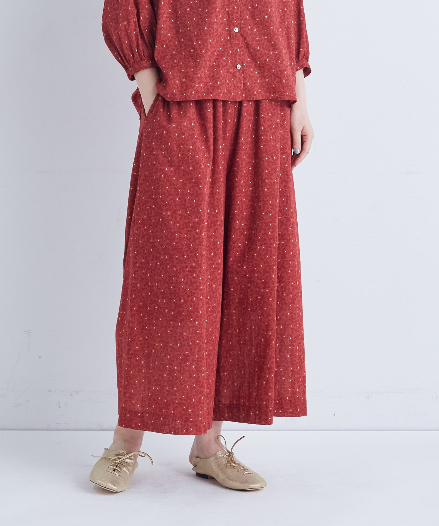 【ADIEU TRISTESSE】｜2BUY10%OFF・3BUY20%OFF｜リーフプリントパンツ 詳細画像 レッド系その他 1