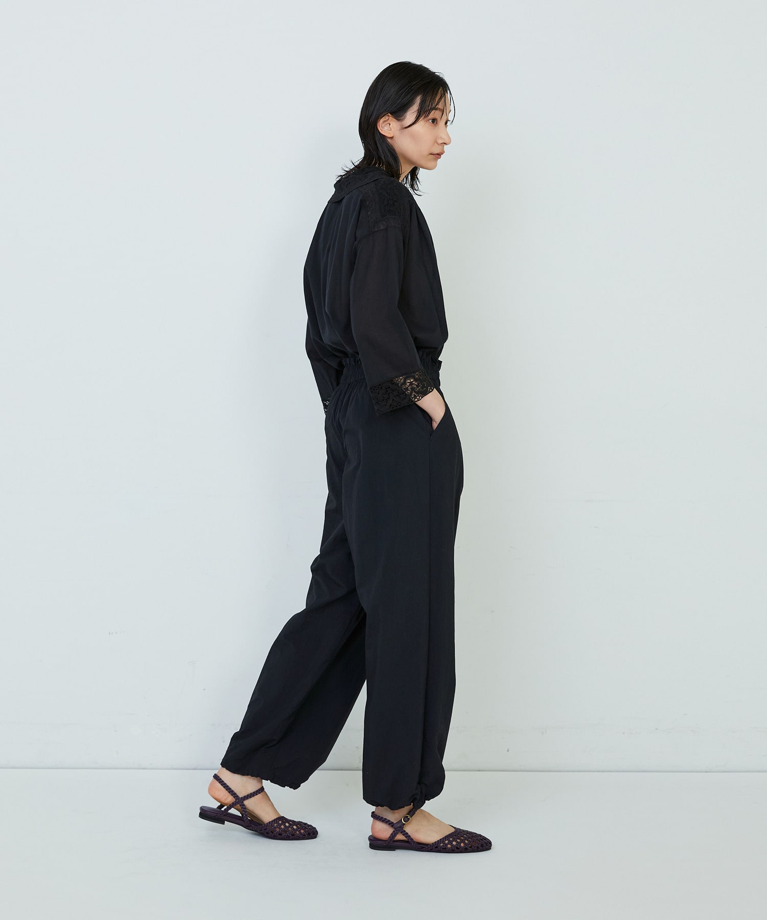 【ADIEU TRISTESSE】ナイロンイージーパンツ 詳細画像 ブラック 9