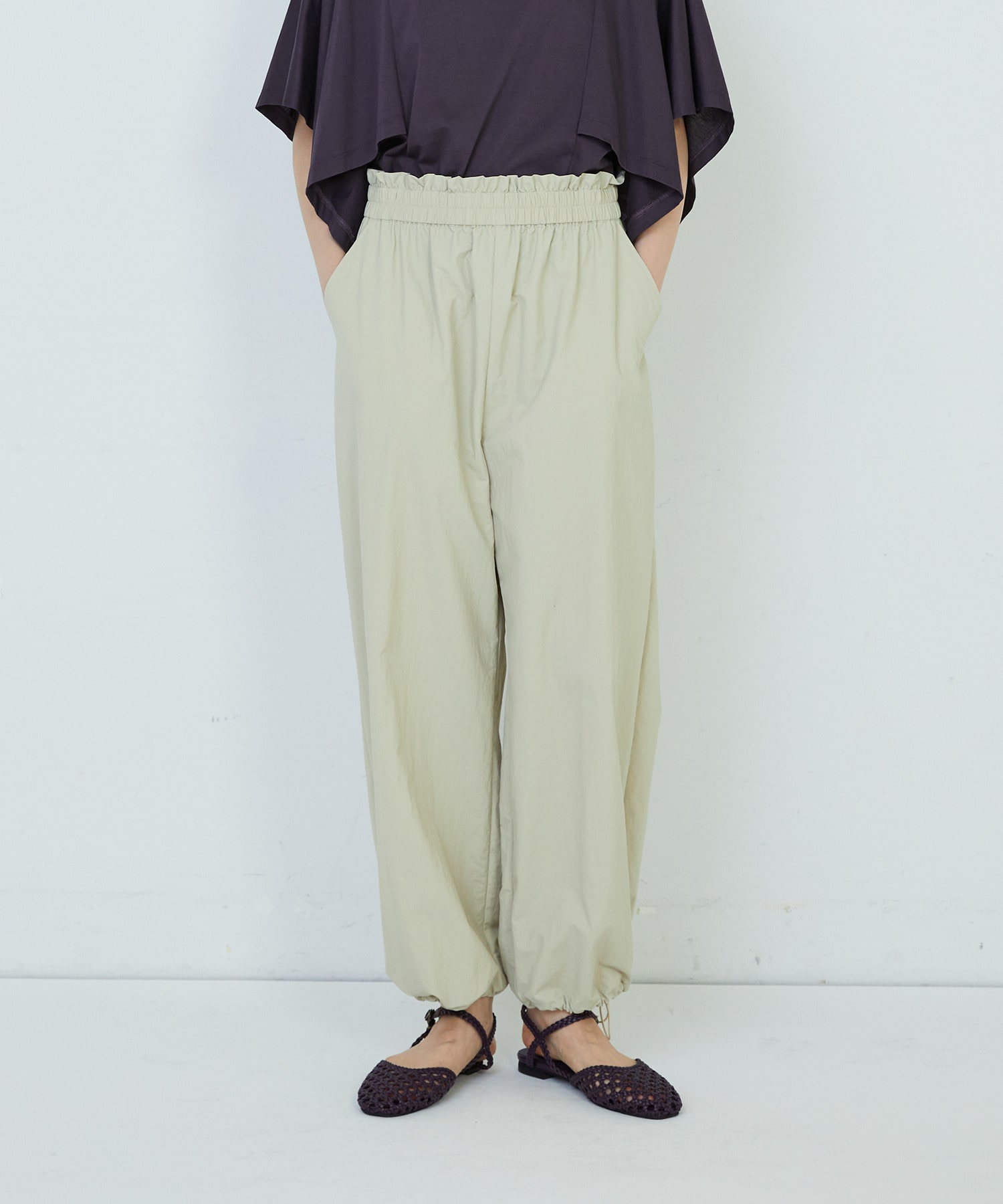 【ADIEU TRISTESSE】ナイロンイージーパンツ 詳細画像 ベージュ 1