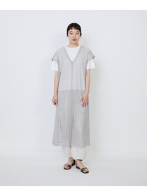 【LOISIR】｜2BUY10%OFF・3BUY20%OFF｜【MTサイズ有り】コットンケミカルレーススリーブレスワンピース 詳細画像 ブラック 1