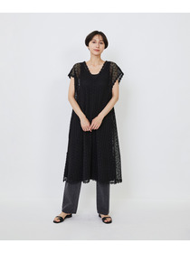 【LOISIR】｜2BUY10%OFF・3BUY20%OFF｜【MTサイズ有り】コットンケミカルレーススリーブレスワンピース 詳細画像 ブラック 10