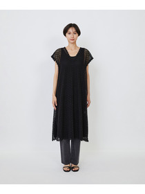 【LOISIR】｜2BUY10%OFF・3BUY20%OFF｜【MTサイズ有り】コットンケミカルレーススリーブレスワンピース 詳細画像 ブラック 14