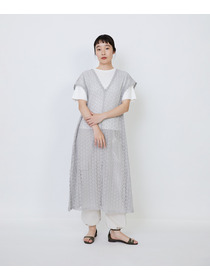 【LOISIR】｜2BUY10%OFF・3BUY20%OFF｜【MTサイズ有り】コットンケミカルレーススリーブレスワンピース 詳細画像 ブラック 2