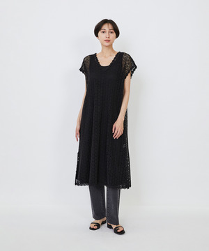 【LOISIR】｜2BUY10%OFF・3BUY20%OFF｜【MTサイズ有り】コットンケミカルレーススリーブレスワンピース 詳細画像 ブラック 1