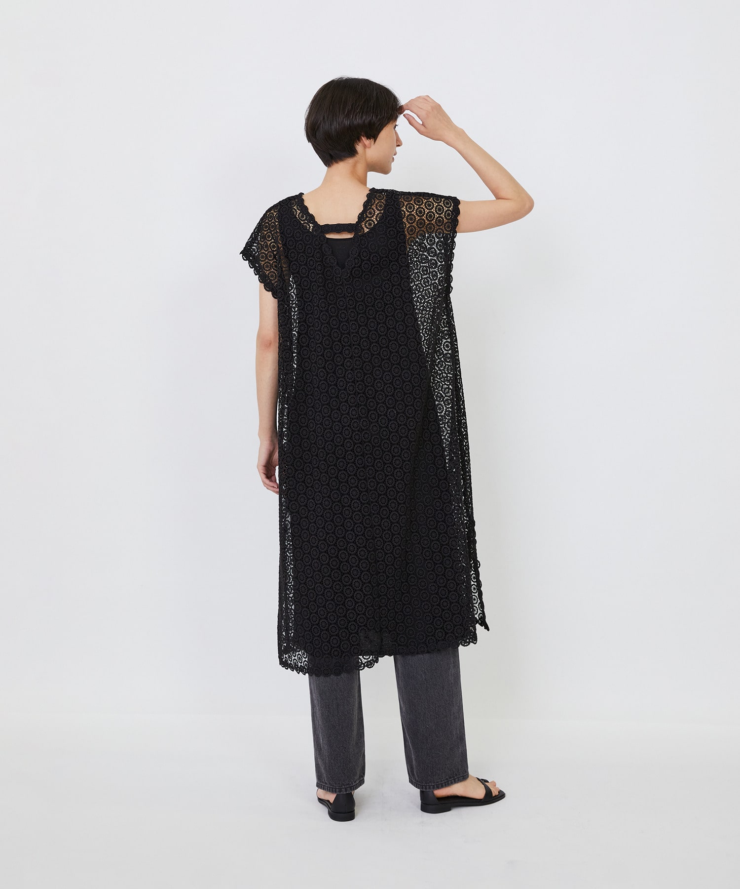 【LOISIR】｜2BUY10%OFF・3BUY20%OFF｜【MTサイズ有り】コットンケミカルレーススリーブレスワンピース 詳細画像 ブラック 13