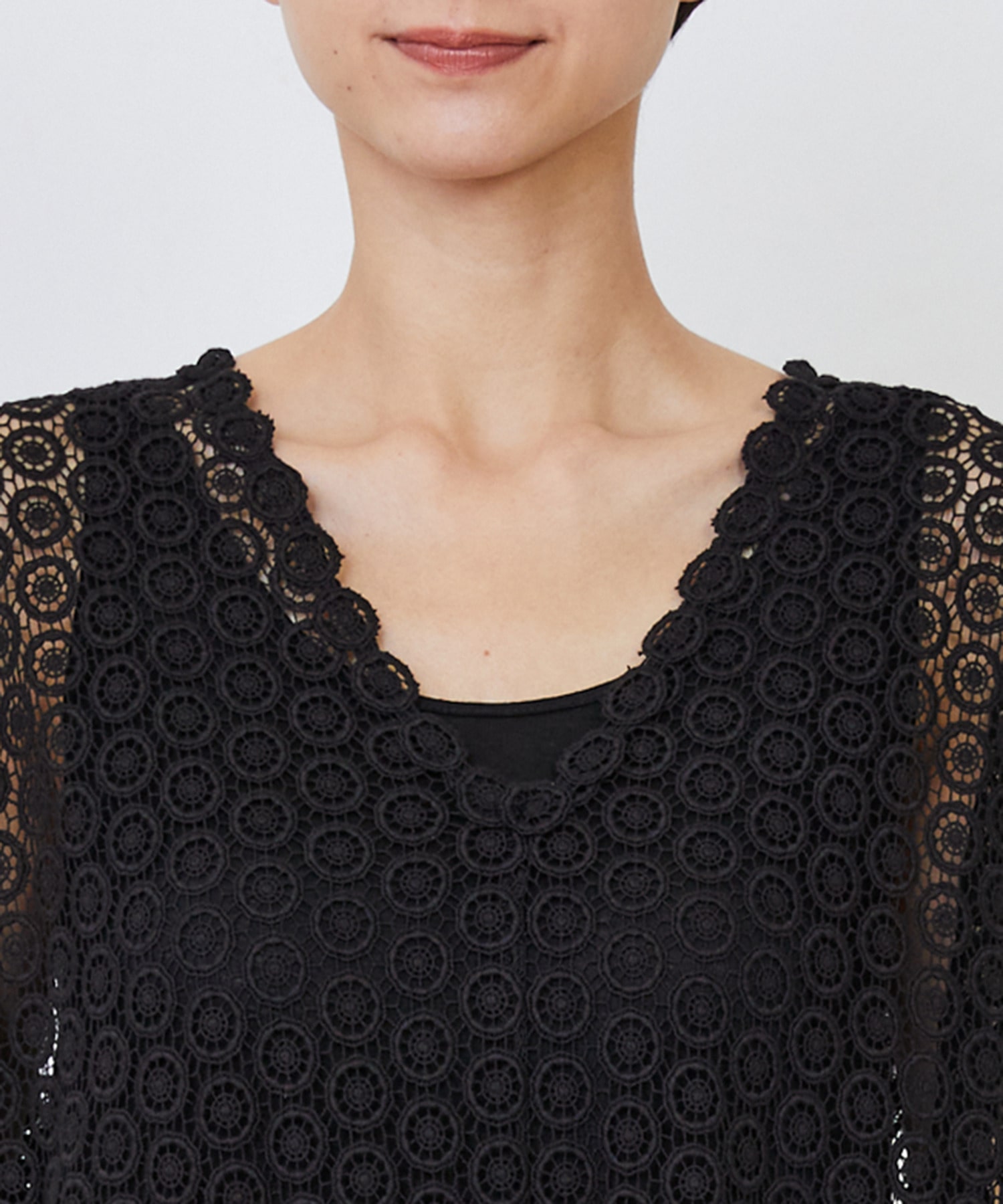 【LOISIR】｜2BUY10%OFF・3BUY20%OFF｜【MTサイズ有り】コットンケミカルレーススリーブレスワンピース 詳細画像 ブラック 17