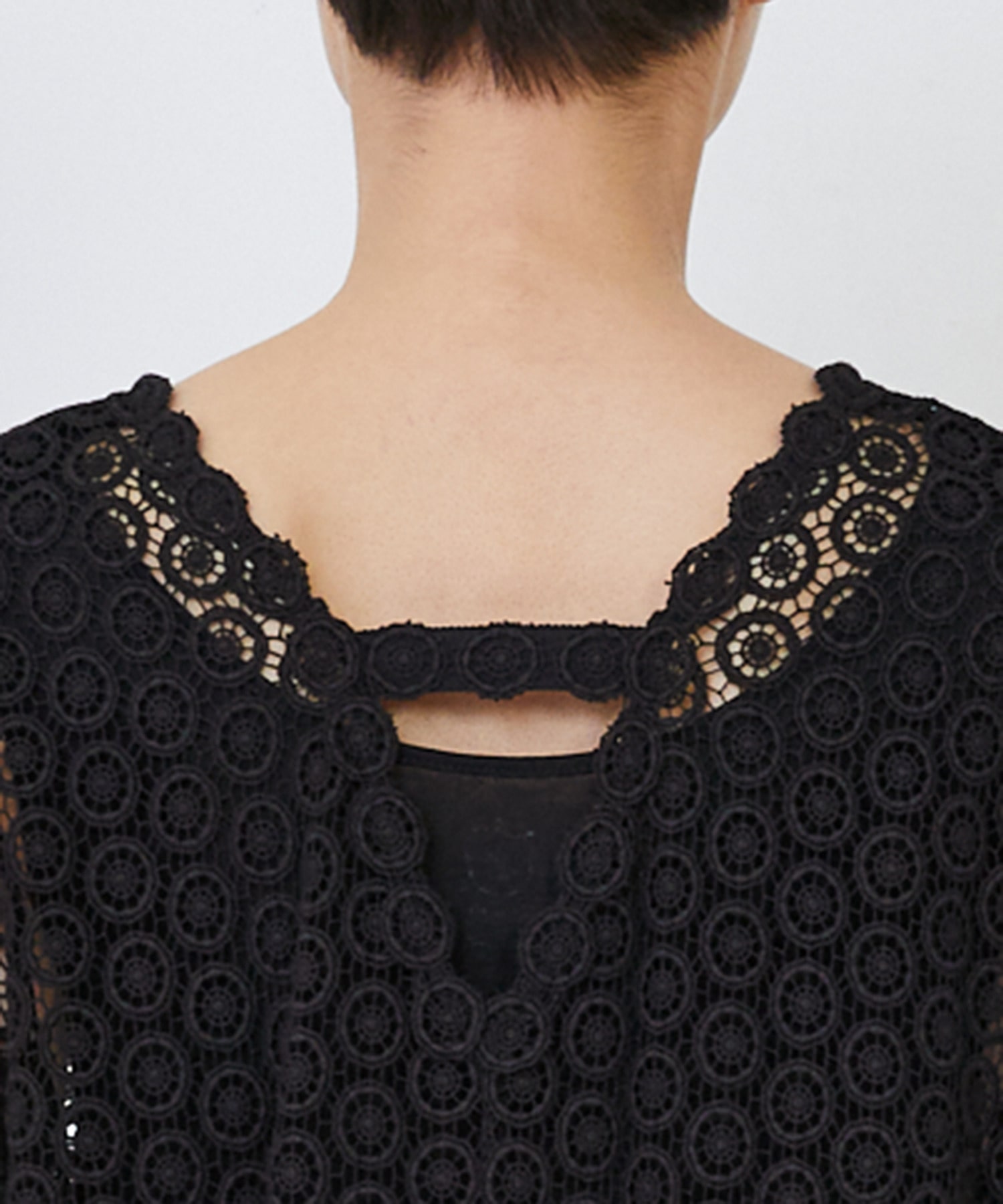 【LOISIR】｜2BUY10%OFF・3BUY20%OFF｜【MTサイズ有り】コットンケミカルレーススリーブレスワンピース 詳細画像 ブラック 18