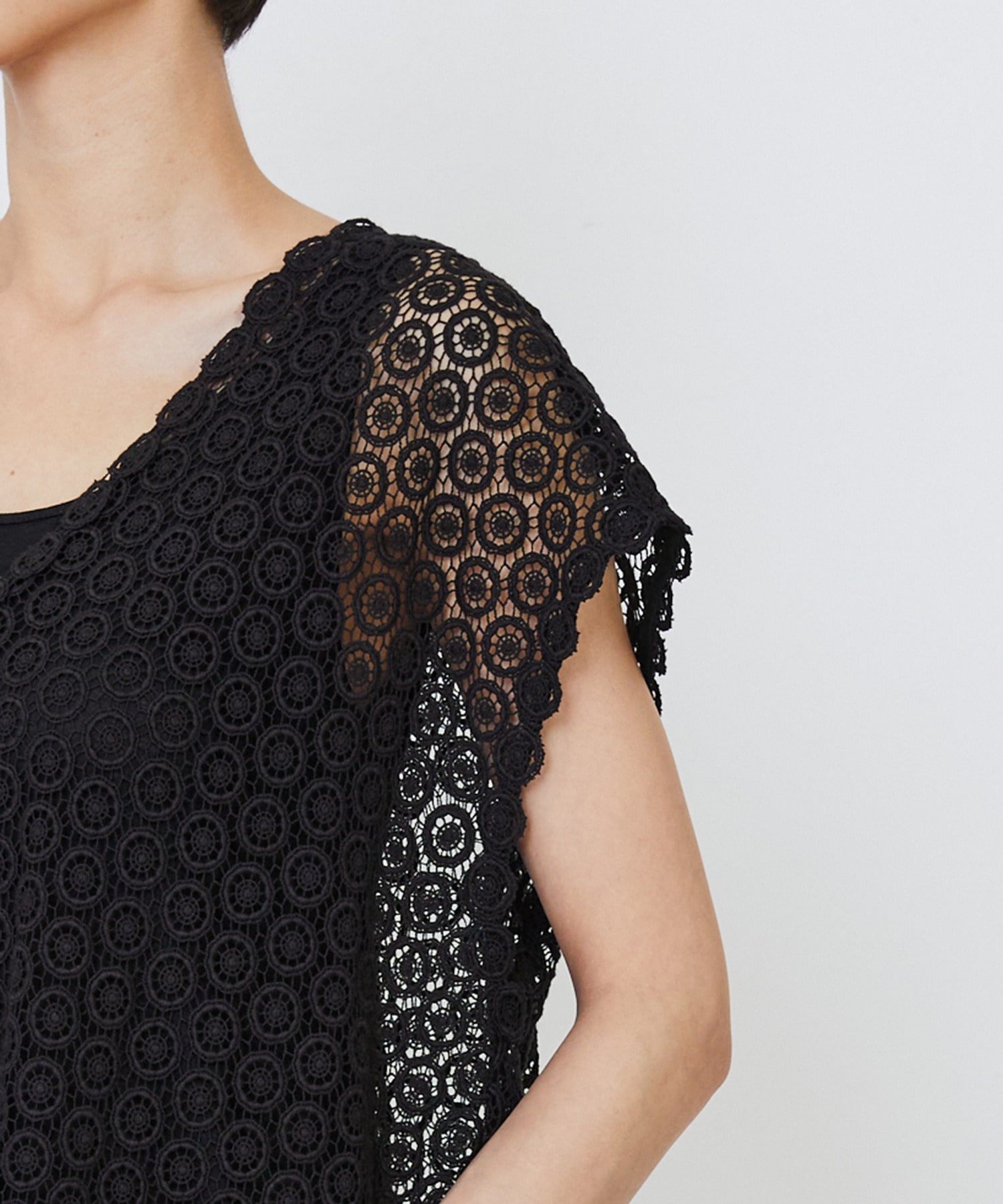 【LOISIR】｜2BUY10%OFF・3BUY20%OFF｜【MTサイズ有り】コットンケミカルレーススリーブレスワンピース 詳細画像 ブラック 19