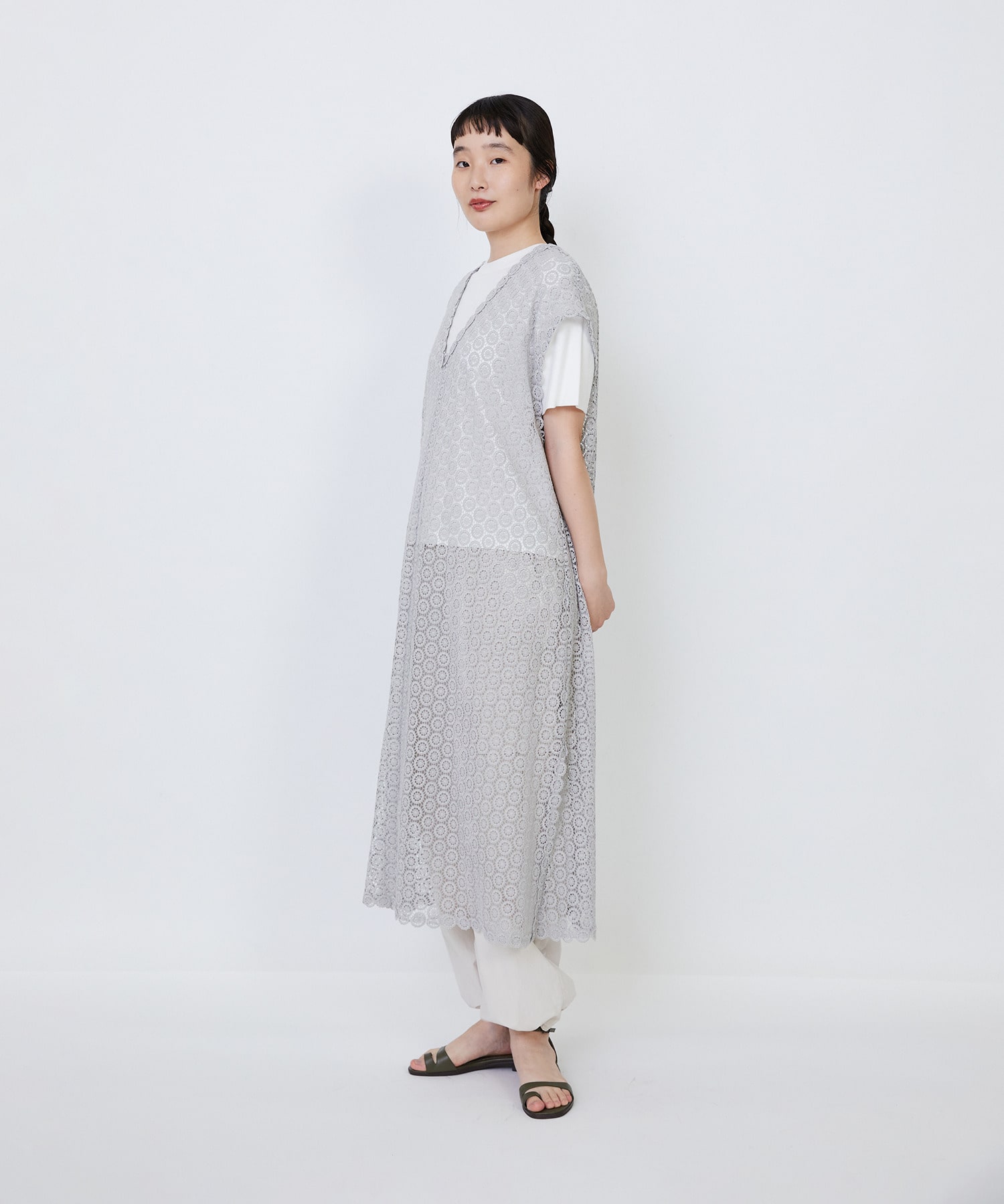 【LOISIR】｜2BUY10%OFF・3BUY20%OFF｜【MTサイズ有り】コットンケミカルレーススリーブレスワンピース 詳細画像 ブラック 3