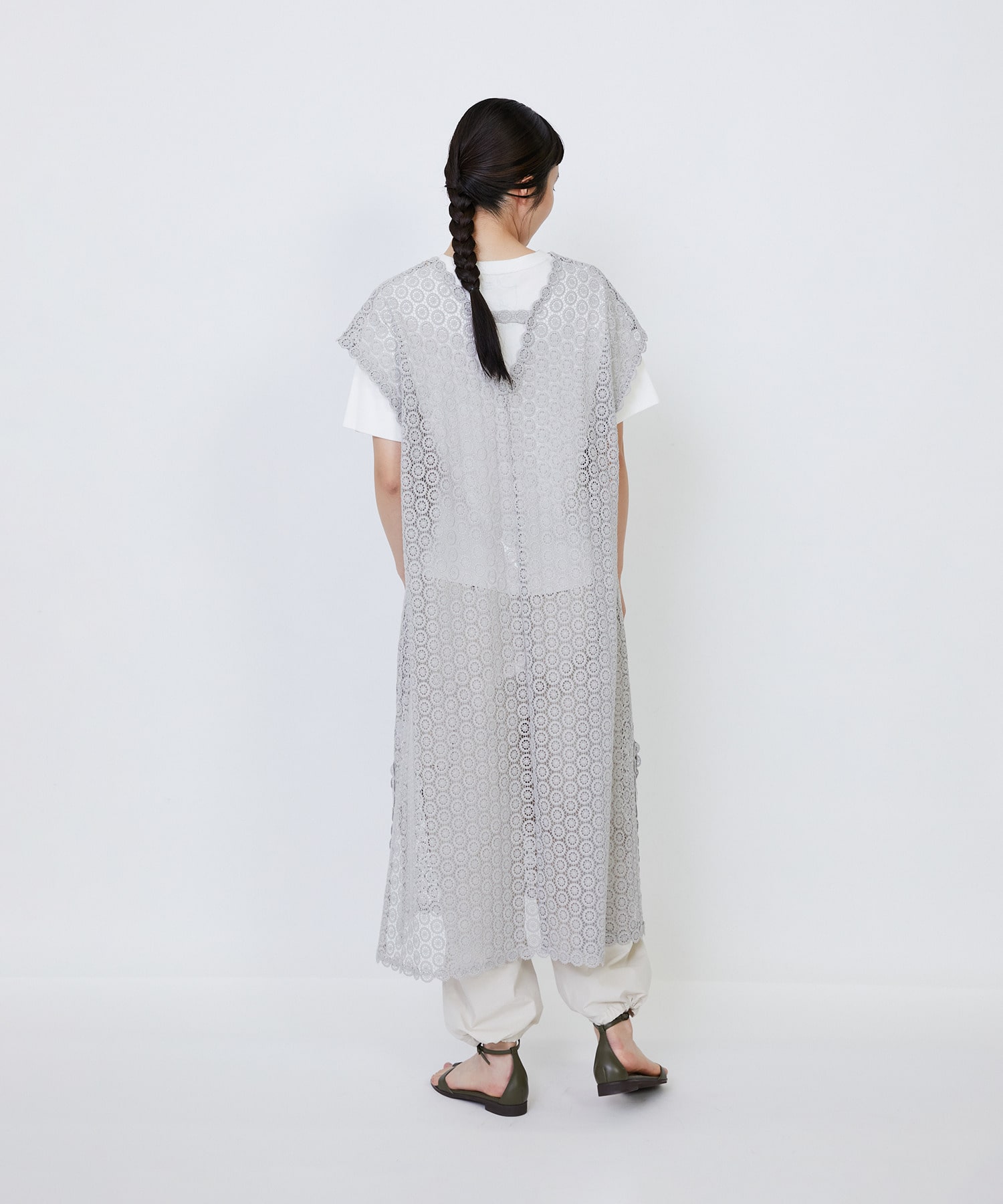 【LOISIR】｜2BUY10%OFF・3BUY20%OFF｜【MTサイズ有り】コットンケミカルレーススリーブレスワンピース 詳細画像 ブラック 5