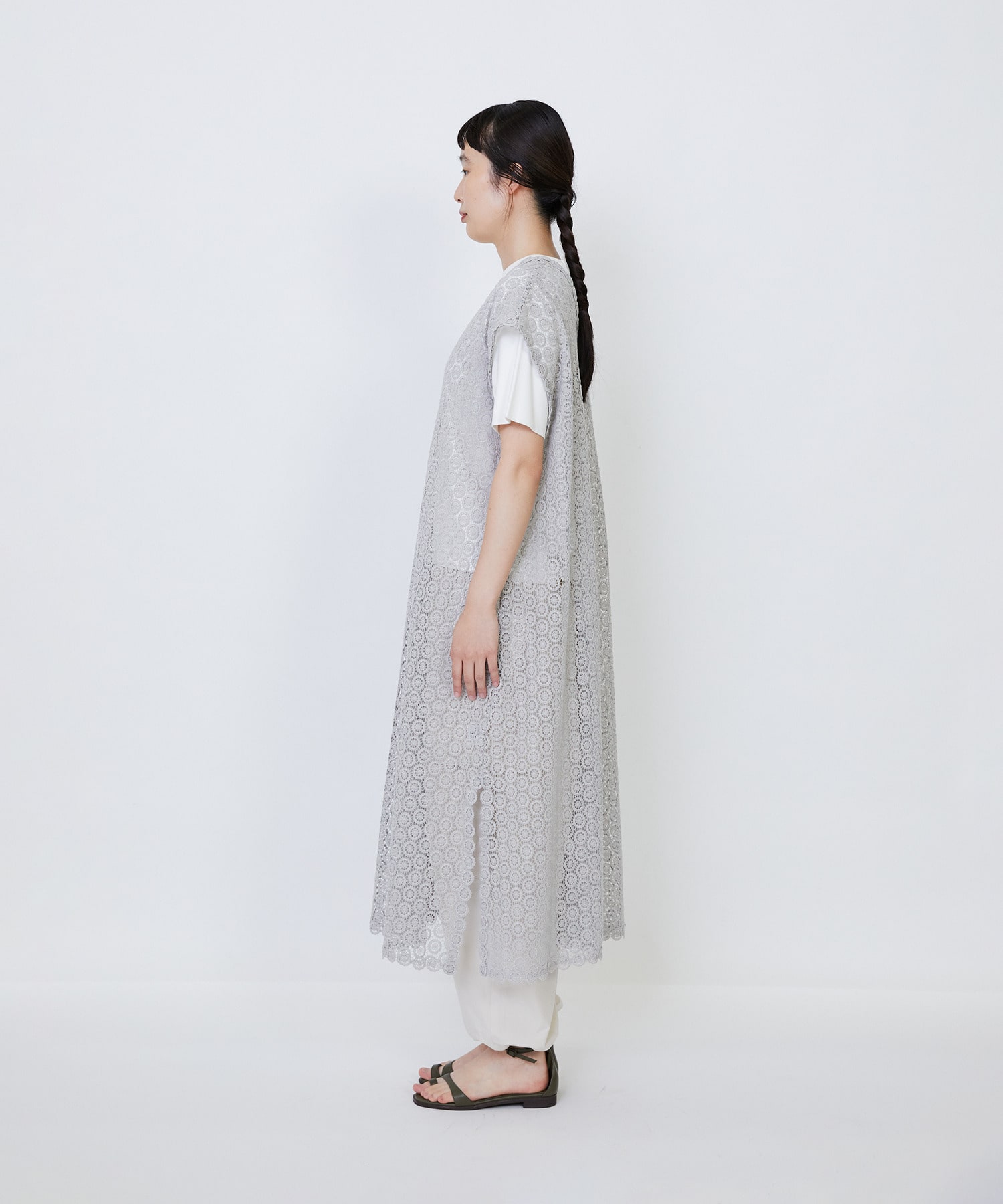 【LOISIR】｜2BUY10%OFF・3BUY20%OFF｜【MTサイズ有り】コットンケミカルレーススリーブレスワンピース 詳細画像 ブラック 7