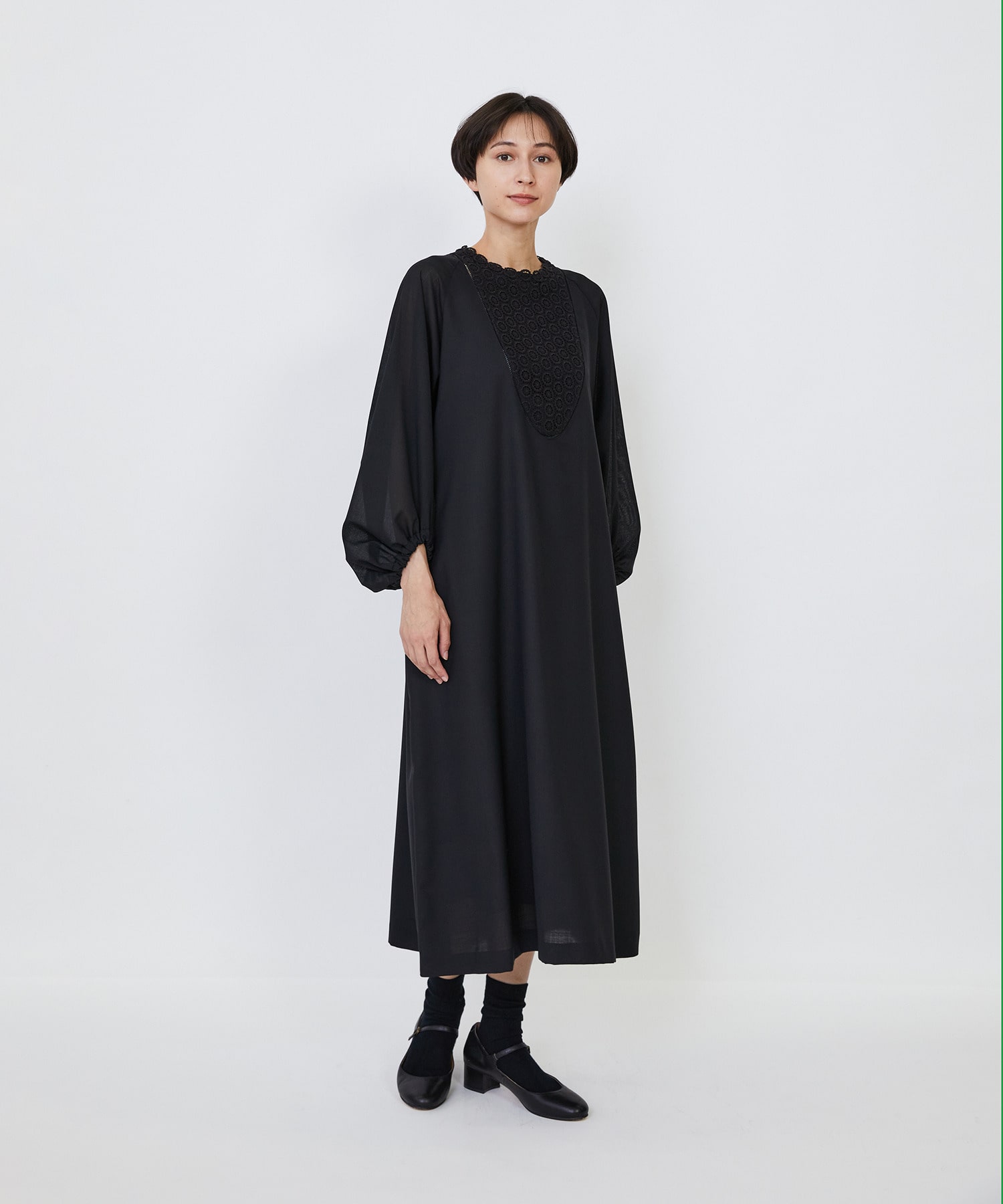 【LOISIR】｜2BUY10%OFF・3BUY20%OFF｜【MTサイズ有り】エステスウールケミカルレース使いワンピース 詳細画像 ブラック 3