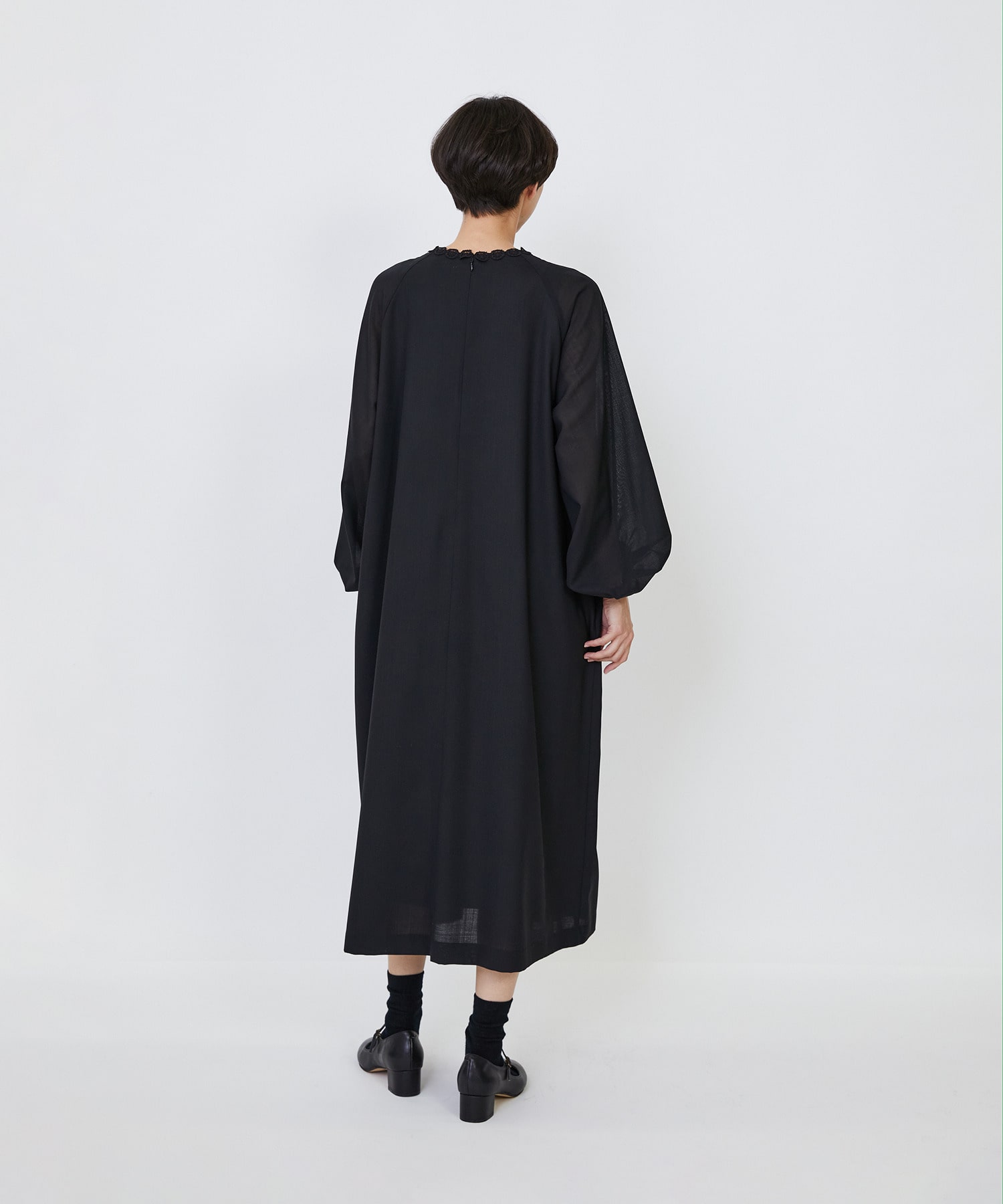 【LOISIR】｜2BUY10%OFF・3BUY20%OFF｜【MTサイズ有り】エステスウールケミカルレース使いワンピース 詳細画像 ブラック 5