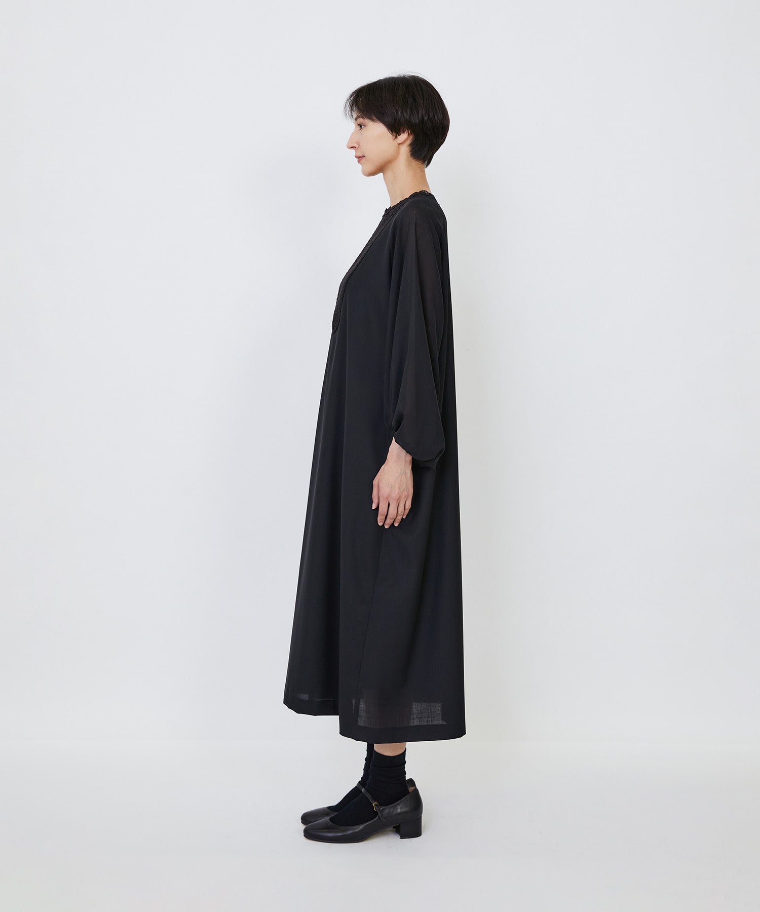 【LOISIR】｜2BUY10%OFF・3BUY20%OFF｜【MTサイズ有り】エステスウールケミカルレース使いワンピース 詳細画像 ブラック 7