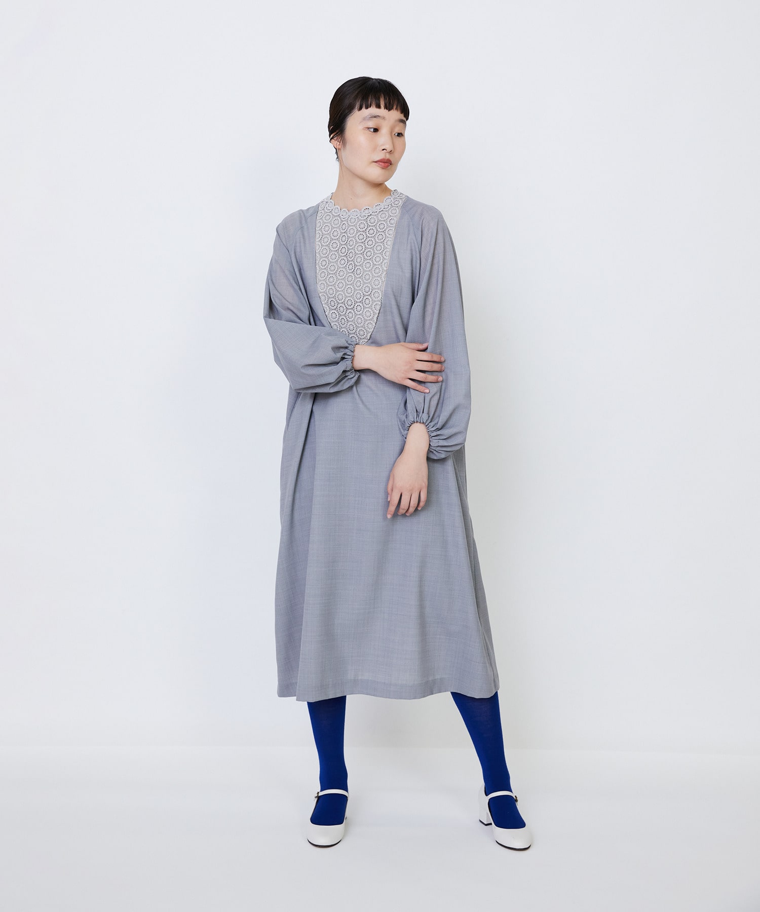 【LOISIR】｜2BUY10%OFF・3BUY20%OFF｜【MTサイズ有り】エステスウールケミカルレース使いワンピース 詳細画像 ライトグレー 1