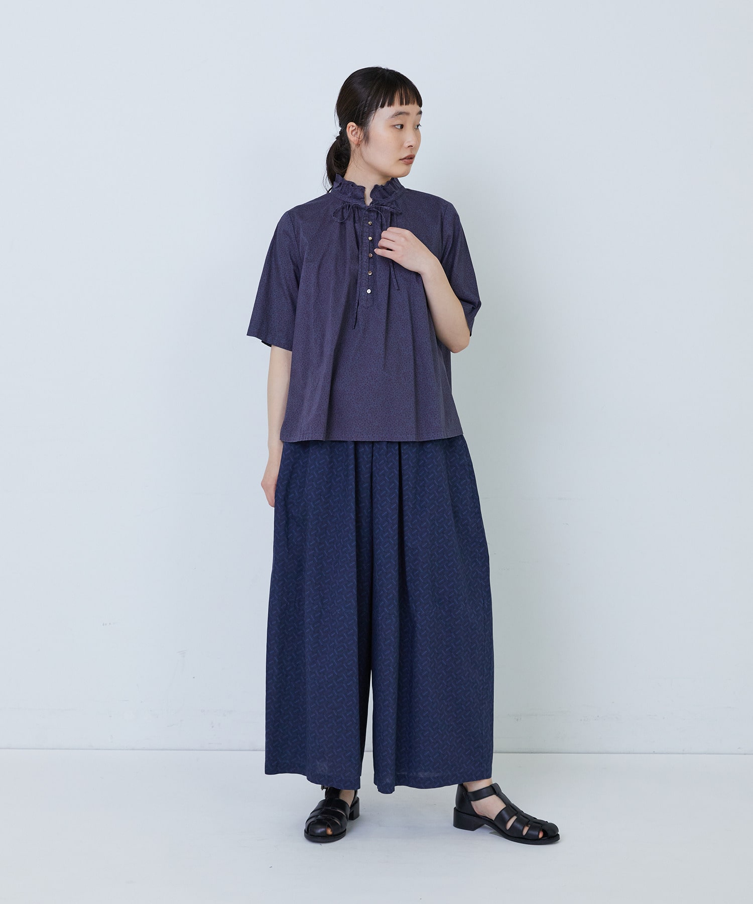 【LOISIR】｜2BUY10%OFF・3BUY20%OFF｜リバティプリントオーバーダイ二重フレアーカラーブラウス 詳細画像 A 11