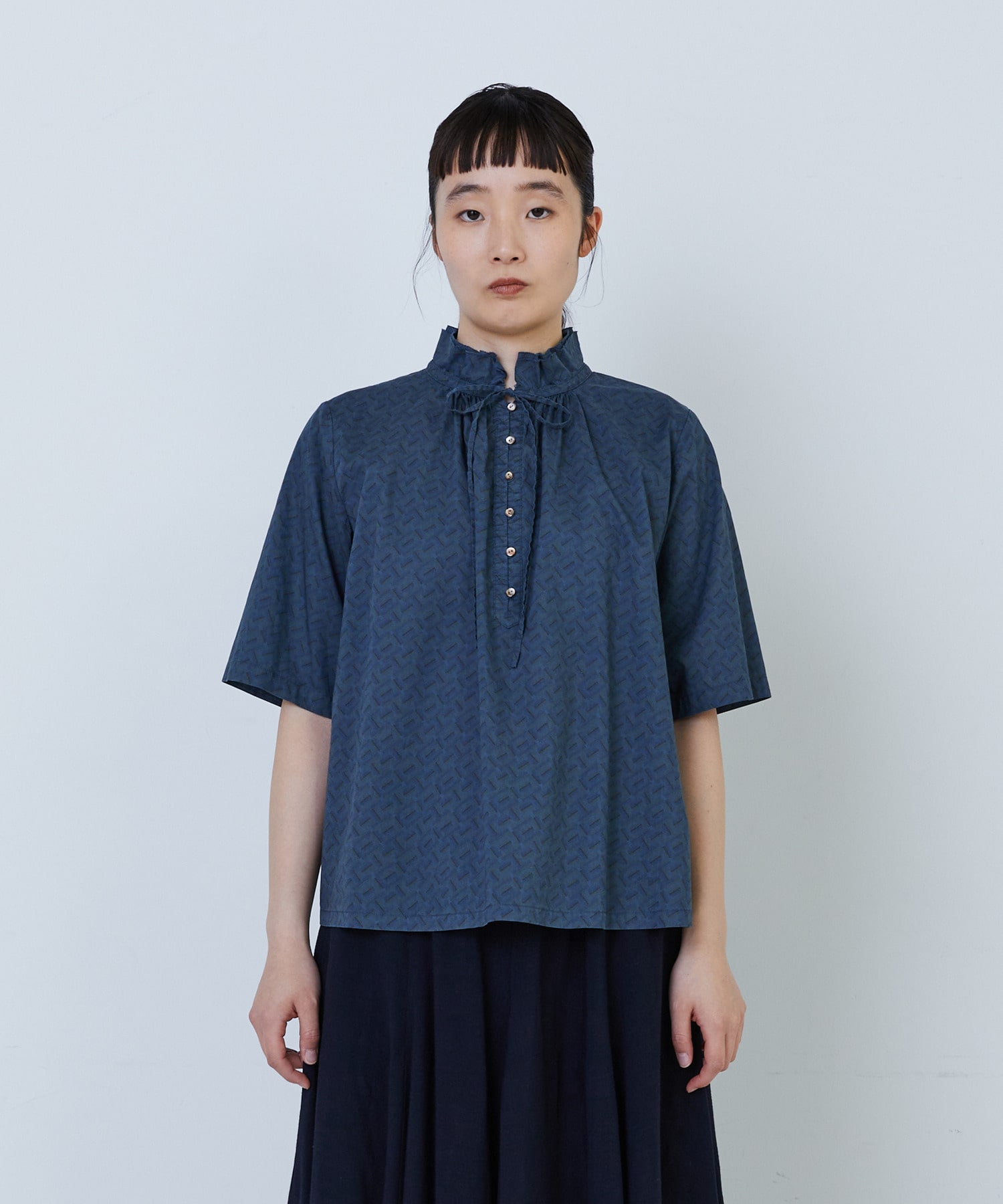 【LOISIR】｜2BUY10%OFF・3BUY20%OFF｜リバティプリントオーバーダイ二重フレアーカラーブラウス 詳細画像 A 5