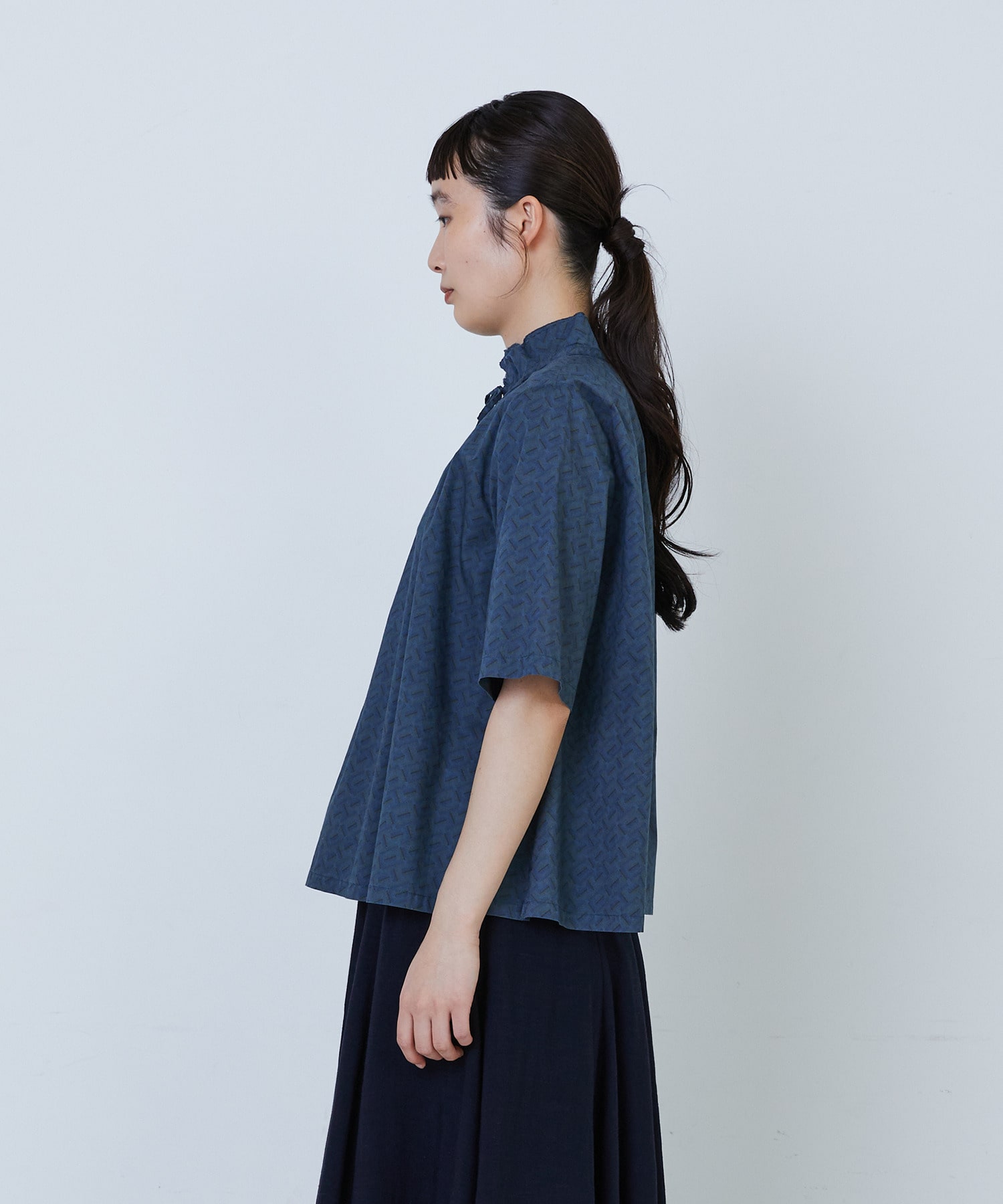 【LOISIR】｜2BUY10%OFF・3BUY20%OFF｜リバティプリントオーバーダイ二重フレアーカラーブラウス 詳細画像 A 6