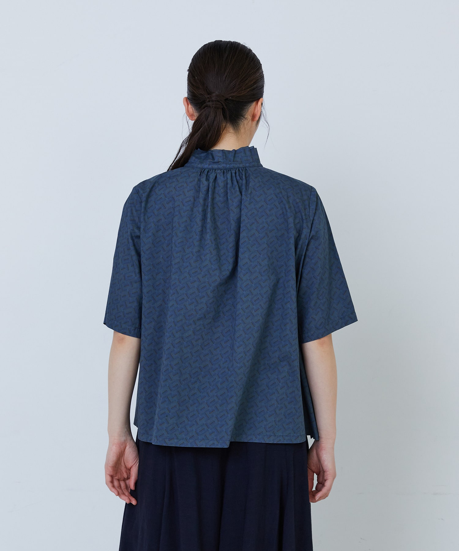 【LOISIR】｜2BUY10%OFF・3BUY20%OFF｜リバティプリントオーバーダイ二重フレアーカラーブラウス 詳細画像 A 7