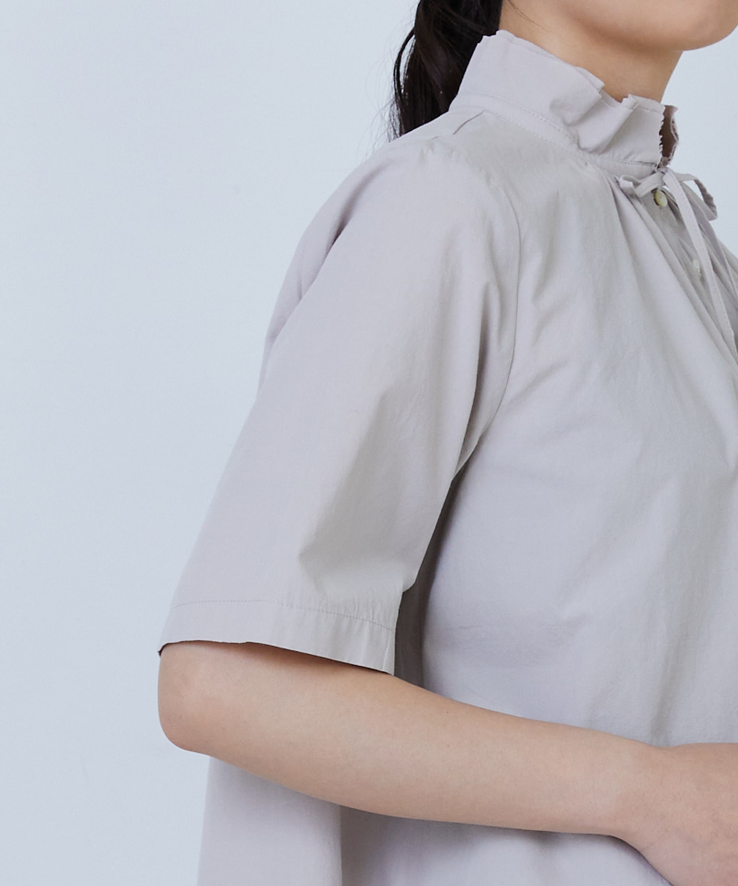 【LOISIR】コットンワッシャーローン二重フレアーカラーブラウス 詳細画像 ベージュ 12