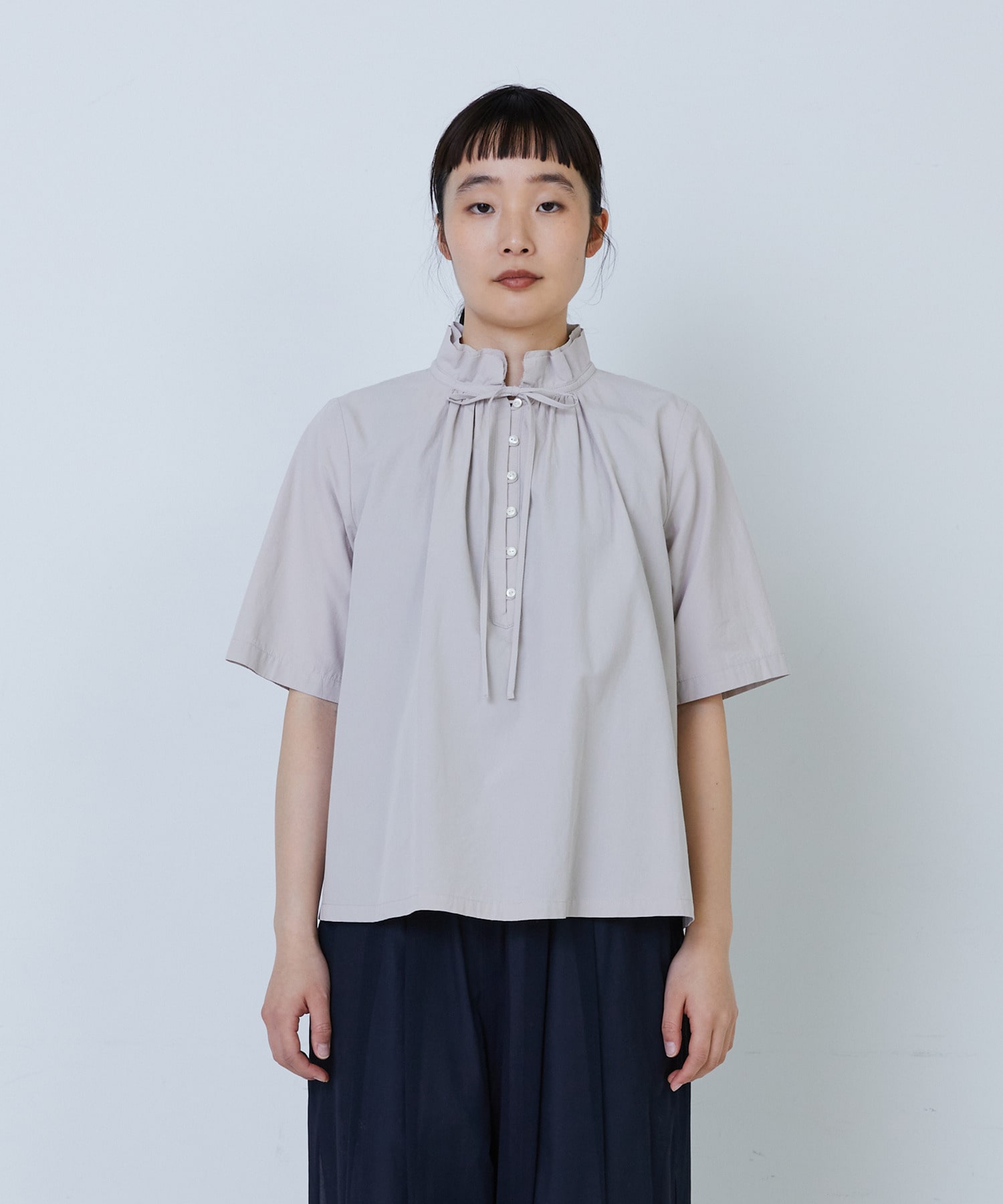 【LOISIR】コットンワッシャーローン二重フレアーカラーブラウス 詳細画像 ベージュ 7