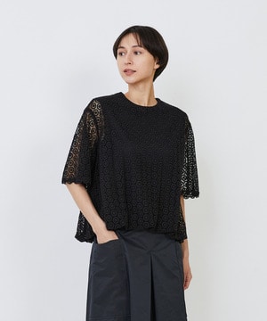 【LOISIR】｜2BUY10%OFF・3BUY20%OFF｜コットンケミカルレースバルーンブラウス 詳細画像 ブラック 1