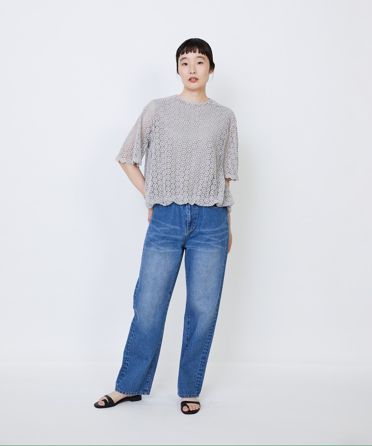 【LOISIR】｜2BUY10%OFF・3BUY20%OFF｜コットンケミカルレースバルーンブラウス 詳細画像 ブラック 10