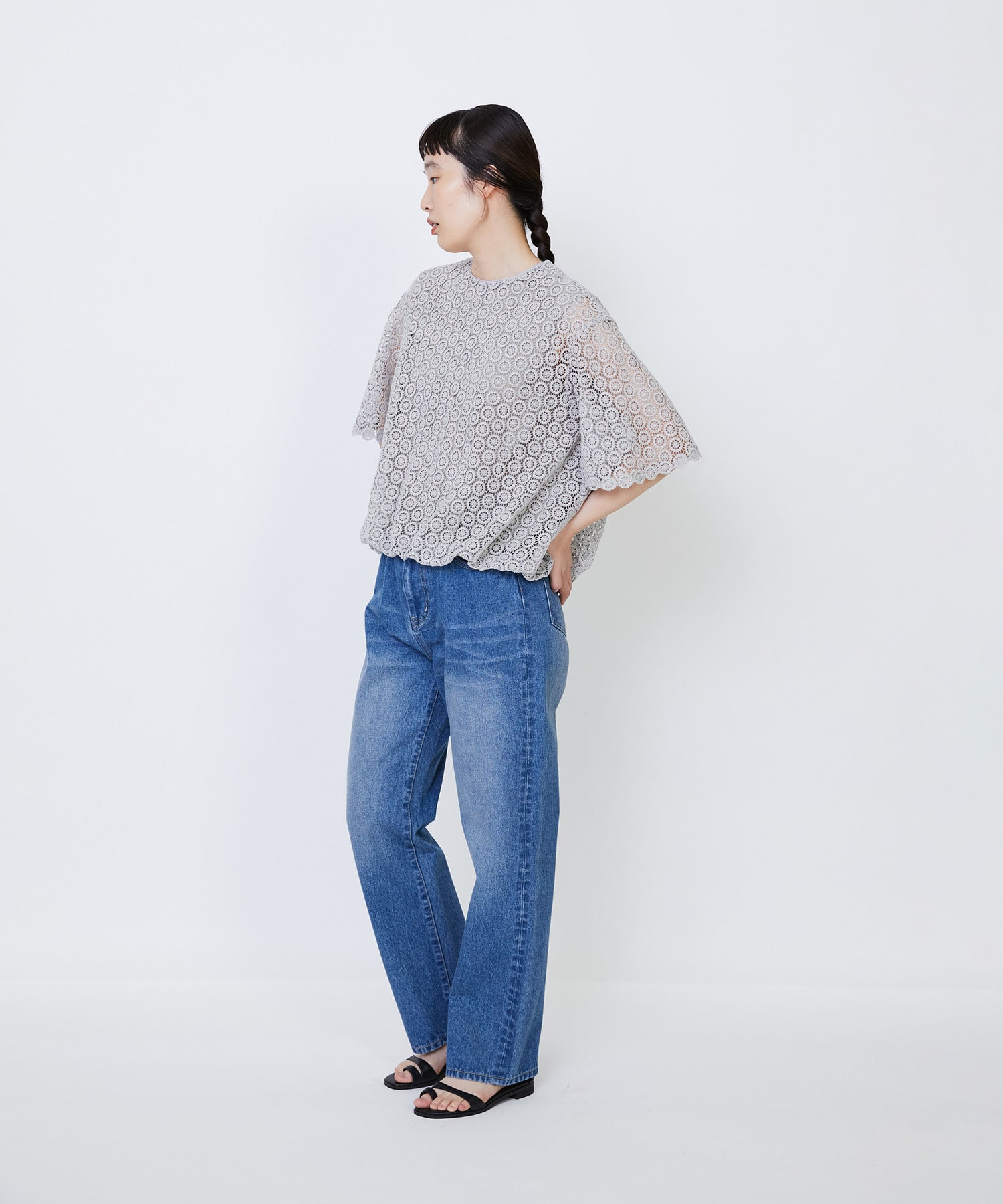 【LOISIR】｜2BUY10%OFF・3BUY20%OFF｜コットンケミカルレースバルーンブラウス 詳細画像 ブラック 11