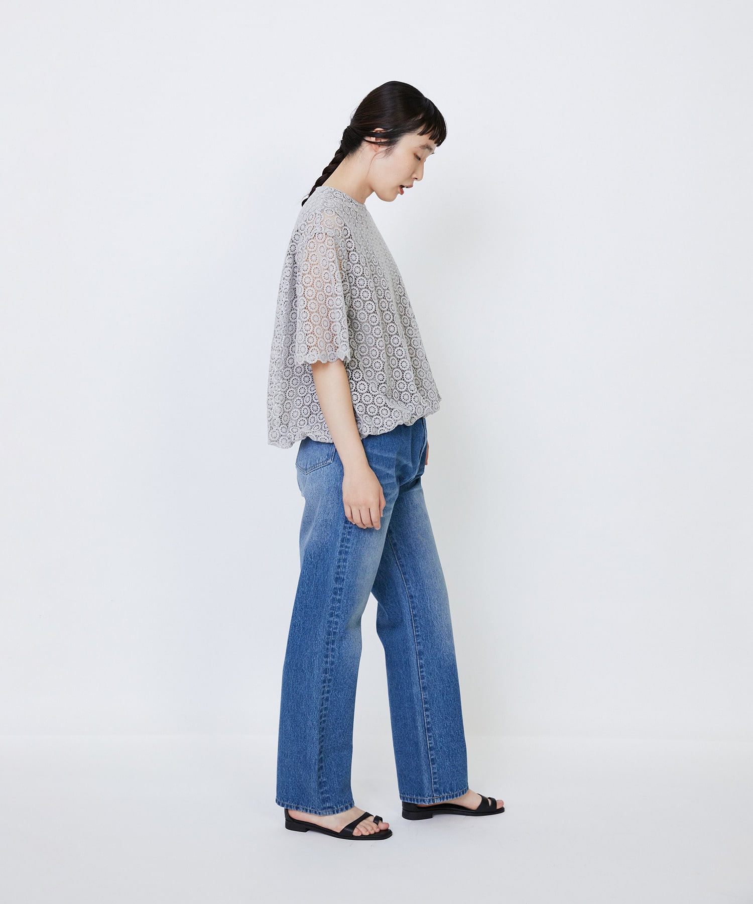 【LOISIR】｜2BUY10%OFF・3BUY20%OFF｜コットンケミカルレースバルーンブラウス 詳細画像 ブラック 12