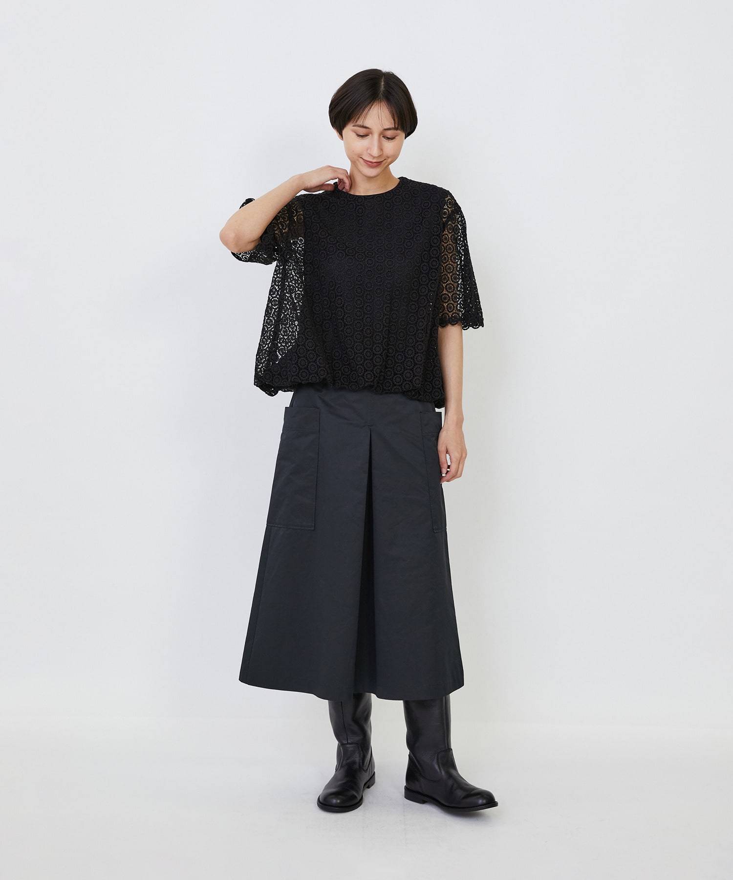 【LOISIR】｜2BUY10%OFF・3BUY20%OFF｜コットンケミカルレースバルーンブラウス 詳細画像 ブラック 2