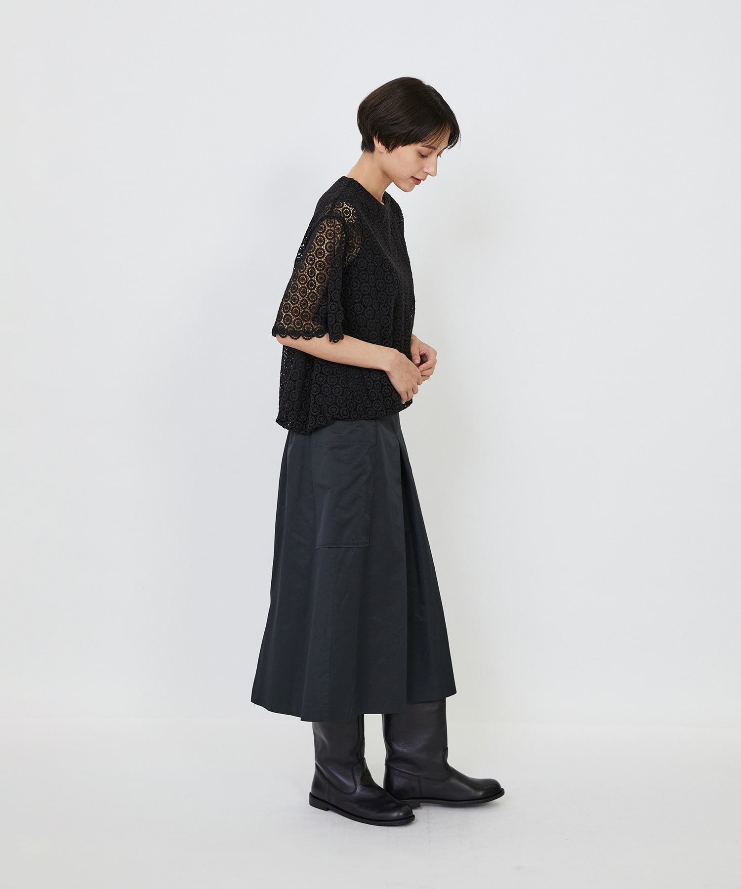 【LOISIR】｜2BUY10%OFF・3BUY20%OFF｜コットンケミカルレースバルーンブラウス 詳細画像 ブラック 3