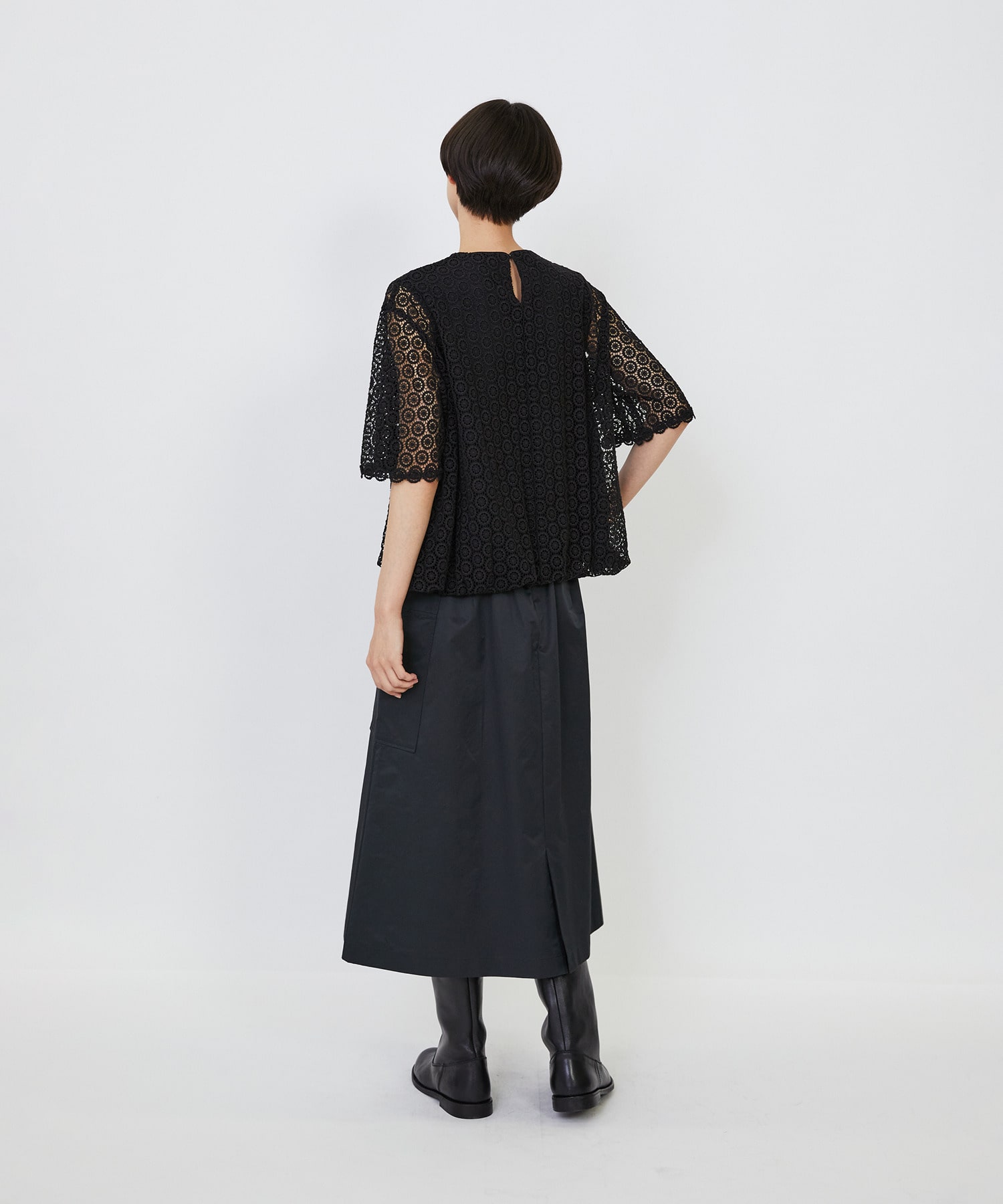 【LOISIR】｜2BUY10%OFF・3BUY20%OFF｜コットンケミカルレースバルーンブラウス 詳細画像 ブラック 5