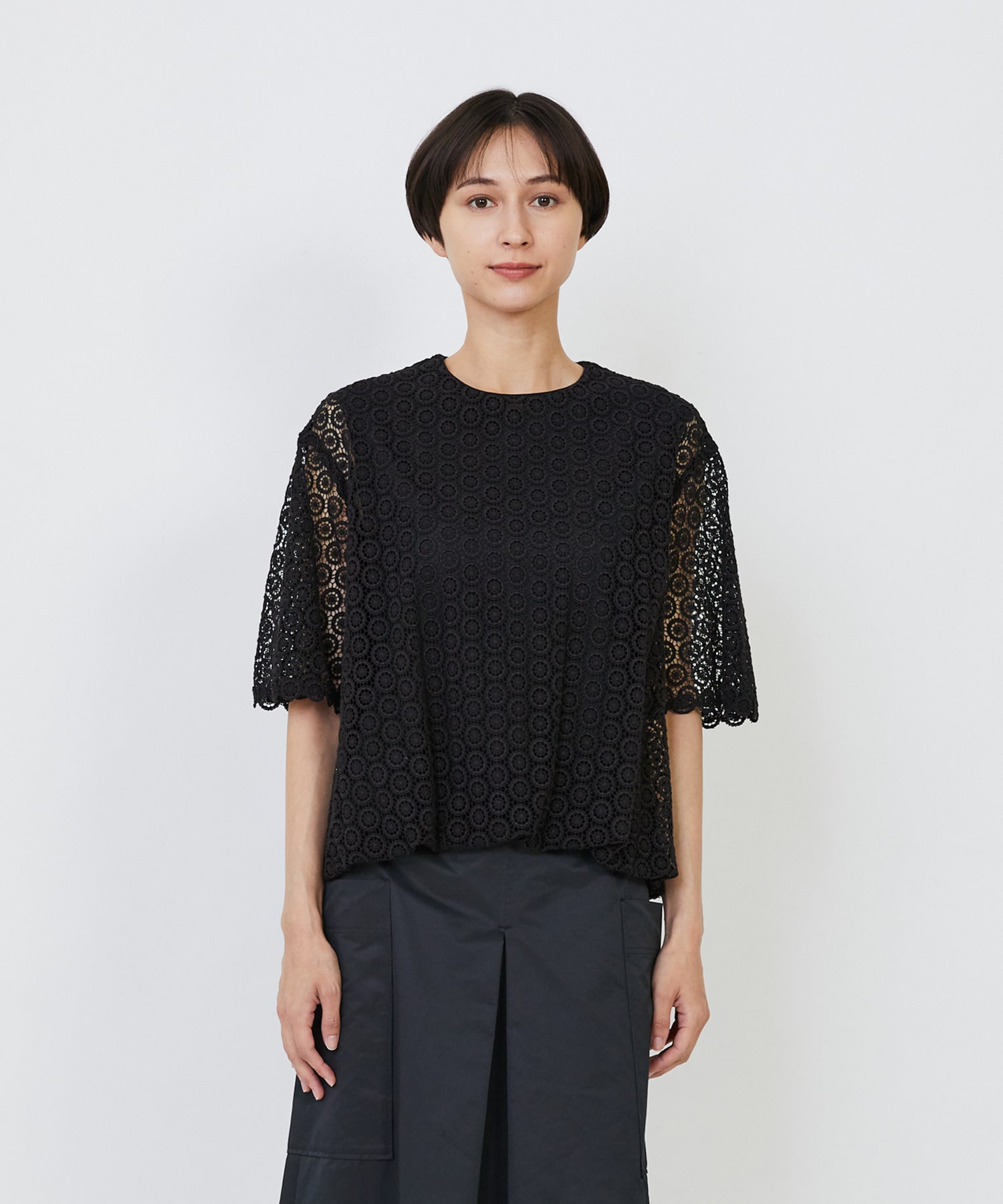 【LOISIR】｜2BUY10%OFF・3BUY20%OFF｜コットンケミカルレースバルーンブラウス 詳細画像 ブラック 6