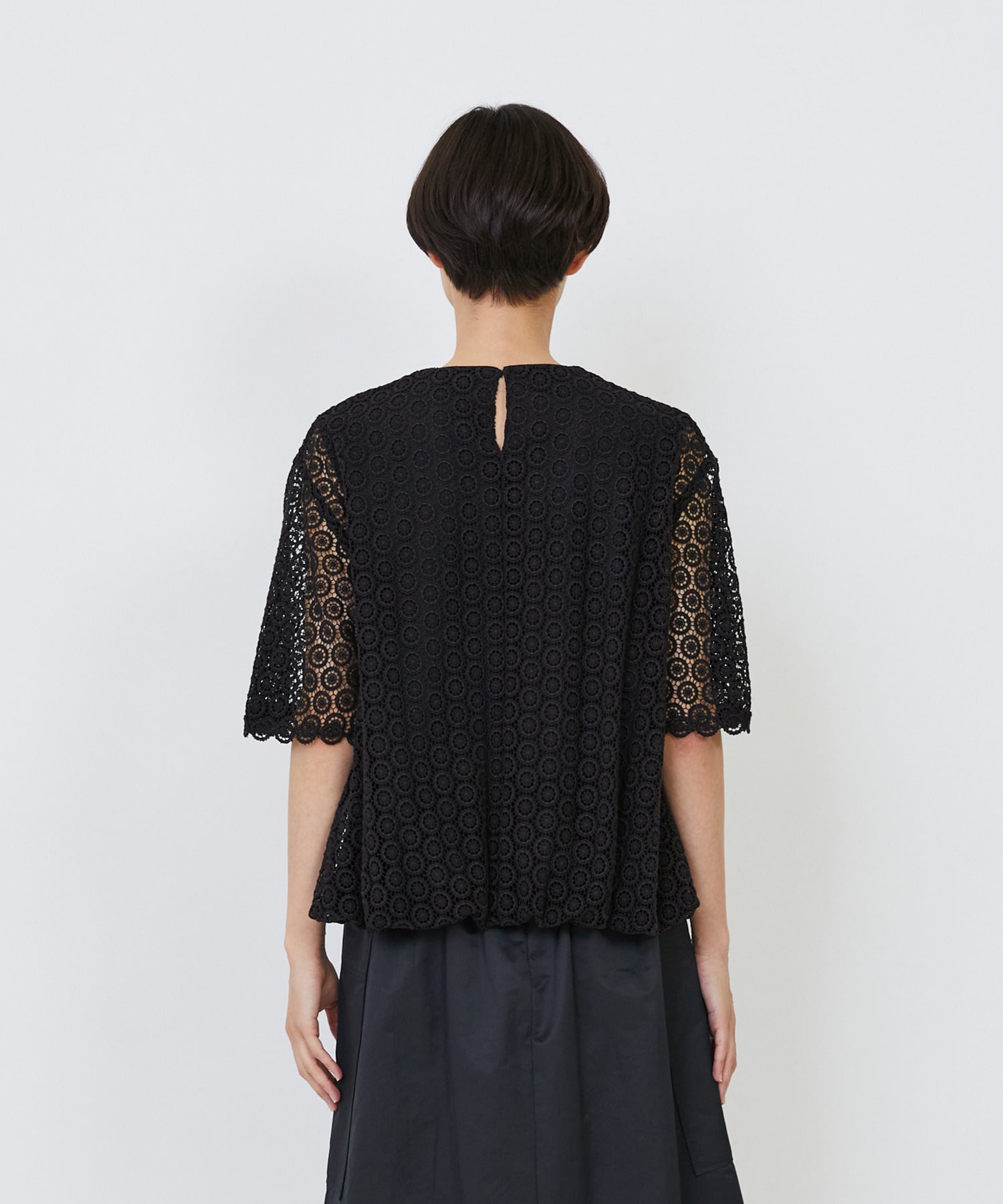 【LOISIR】｜2BUY10%OFF・3BUY20%OFF｜コットンケミカルレースバルーンブラウス 詳細画像 ブラック 8