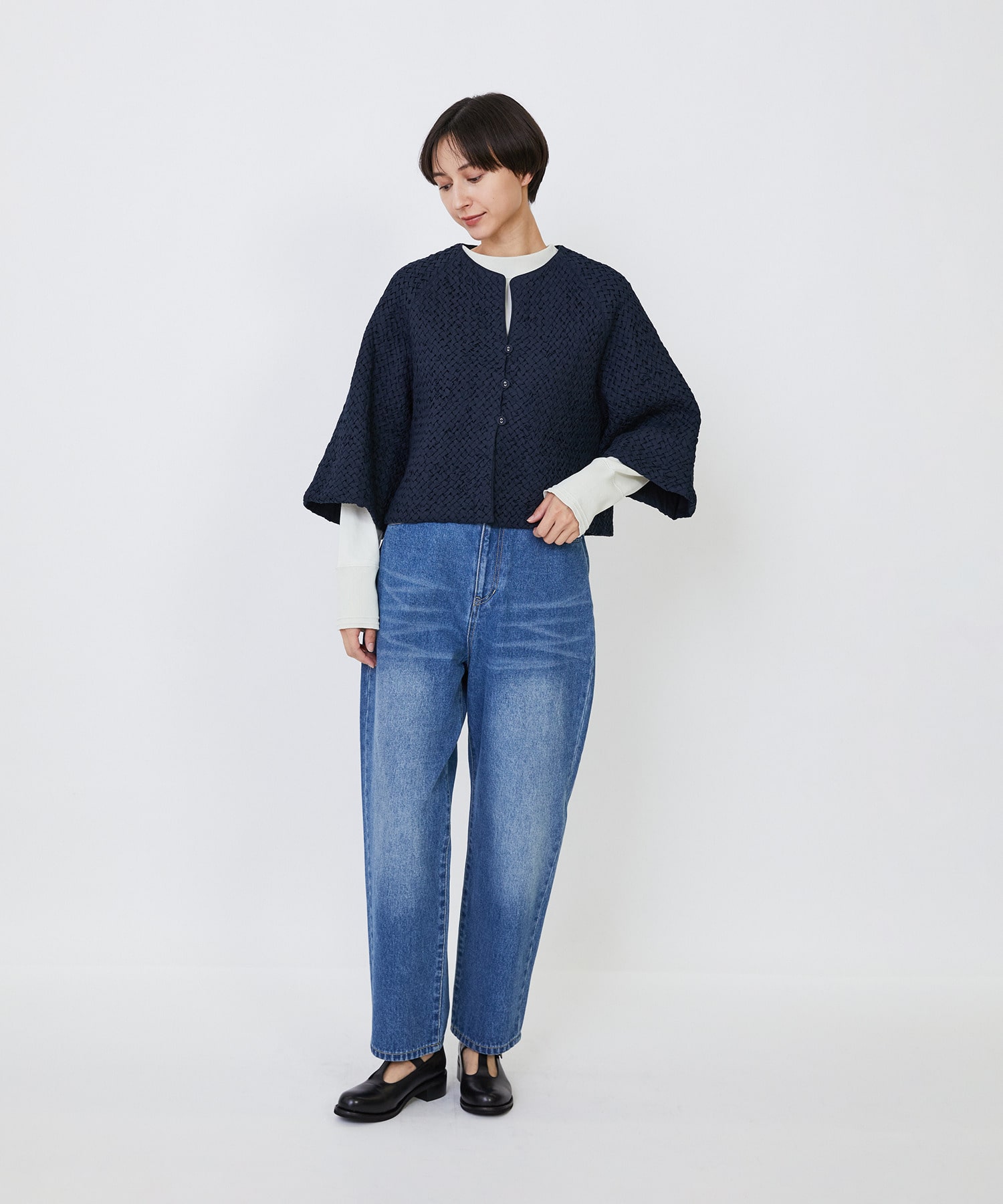 【LOISIR】｜2BUY10%OFF・3BUY20%OFF｜インドコットンポプリンハンドスモッキングブラウスジャケット 詳細画像 ブラック 13